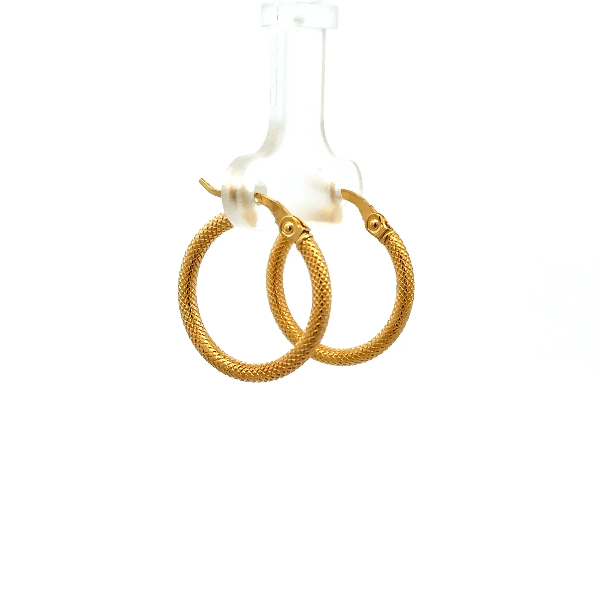 Earrings Textured Hoops 20.5 6mm 10K - Image 2