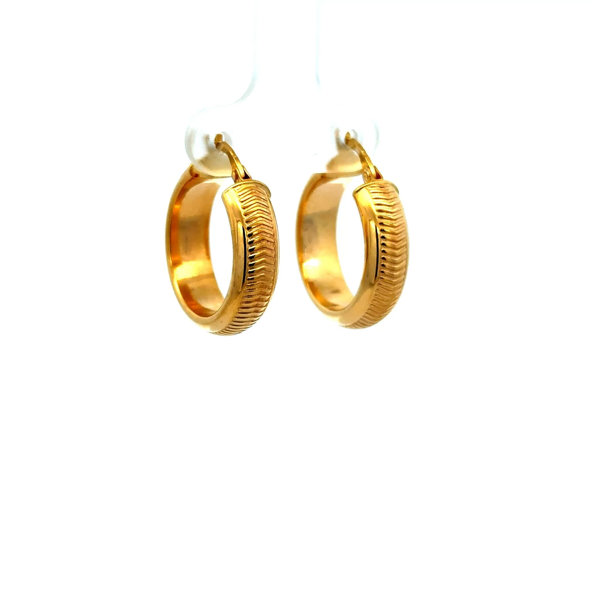 Earrings Textured Hoops 22.5 6mm 10K - Image 3