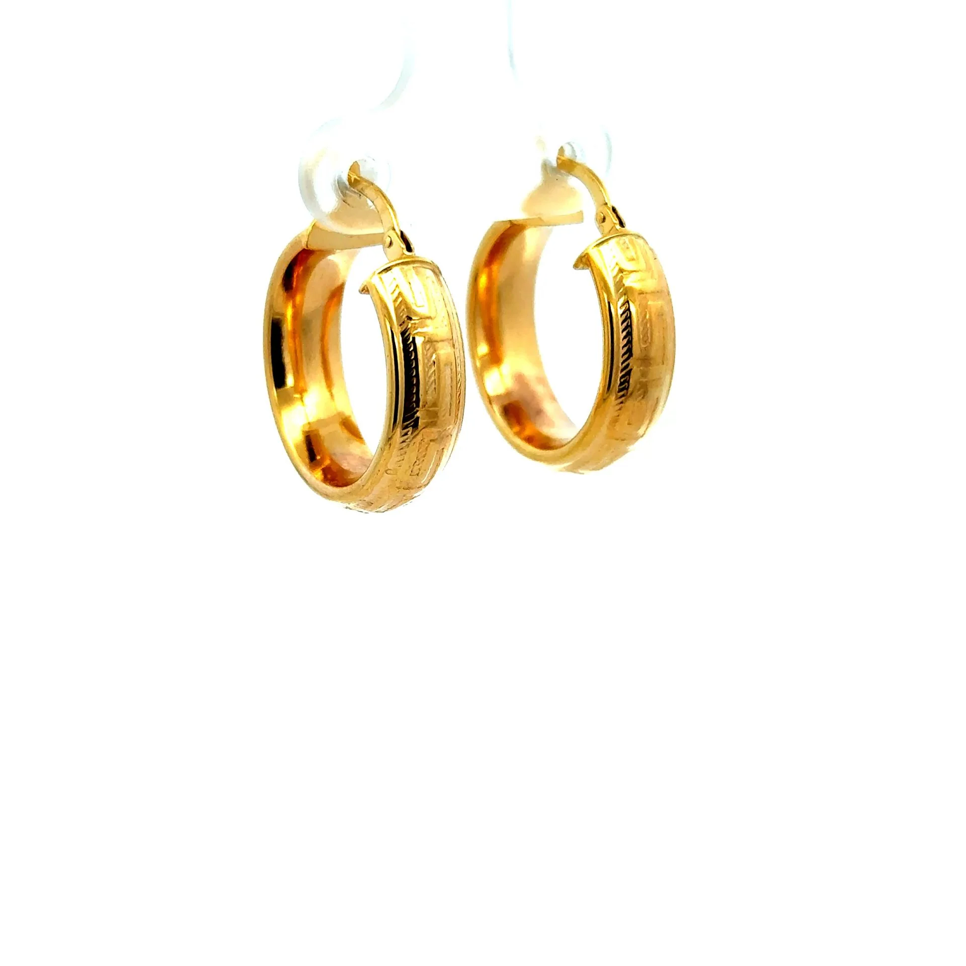 Earrings Textured Hoops 22.5 6mm 10K - Image 3