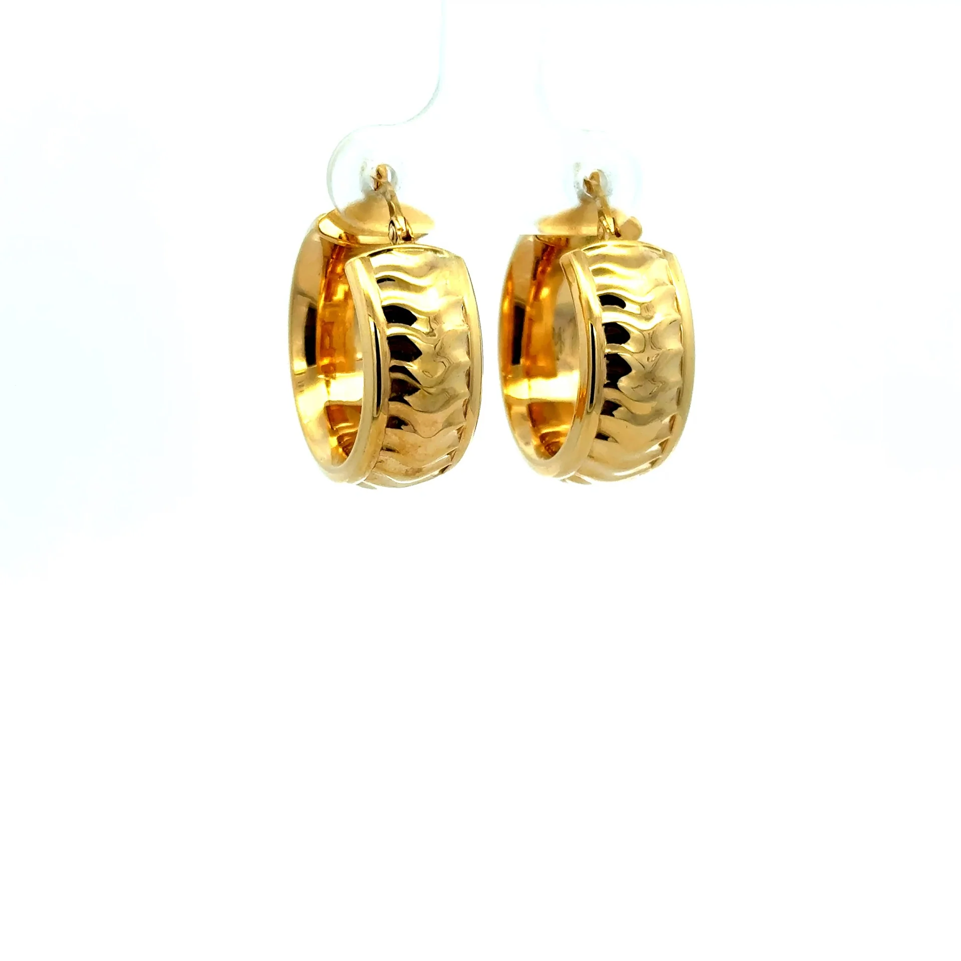 Earrings Textured Hoops 23.5 9.5mm 10K - Image 3