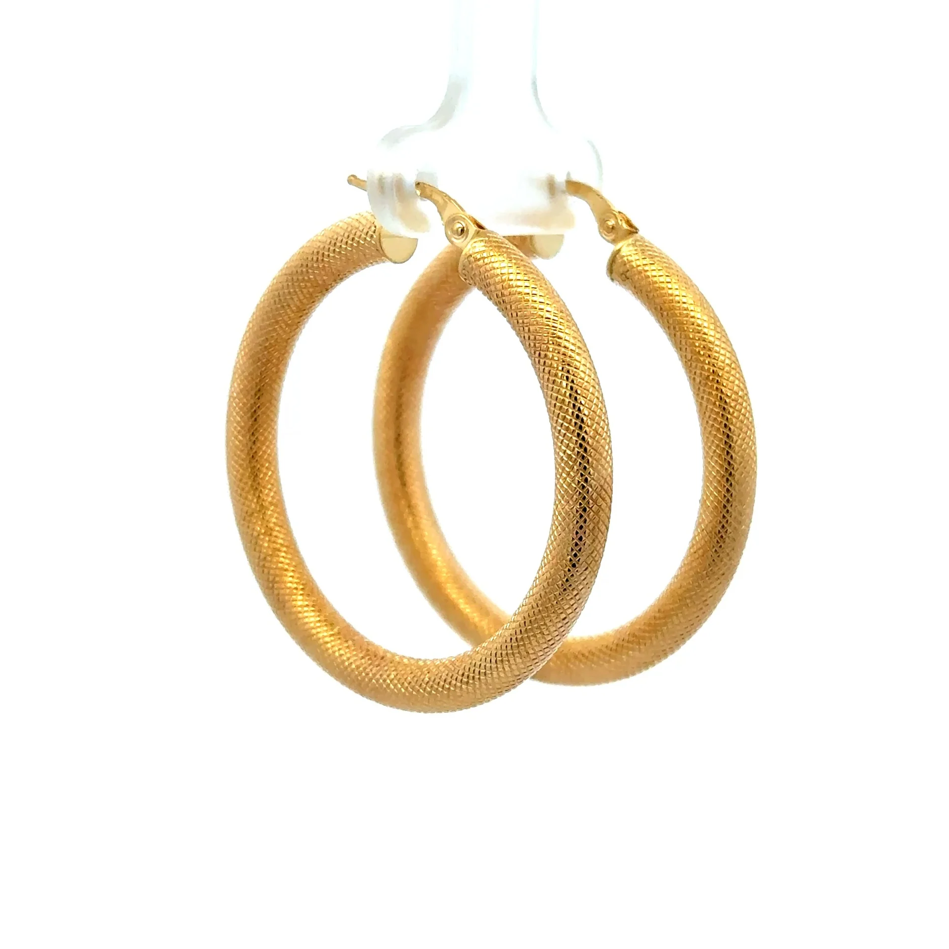 Earrings Textured Hoops 24 4mm 10K - Image 4