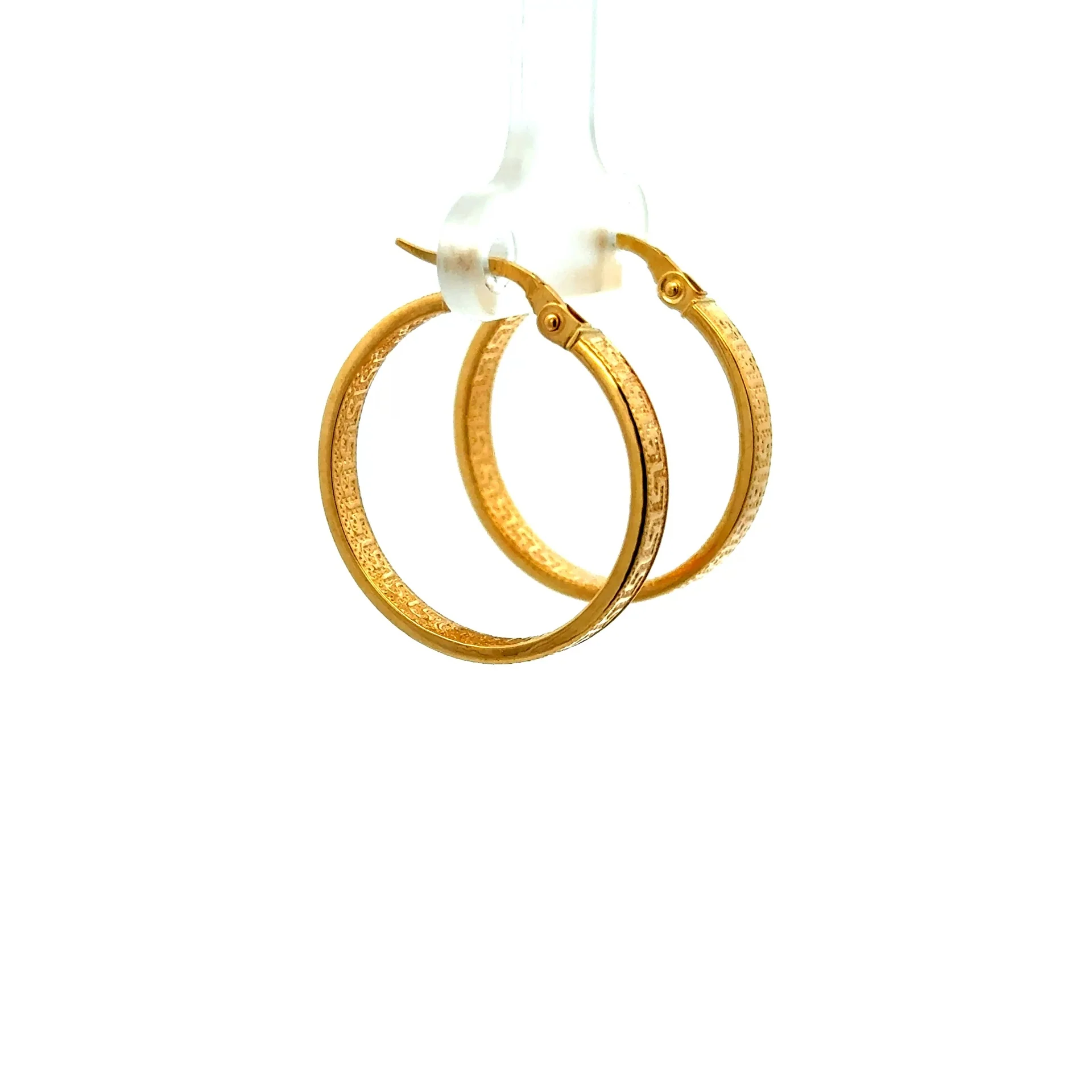 Earrings Textured Hoops 24.5 3mm 10K