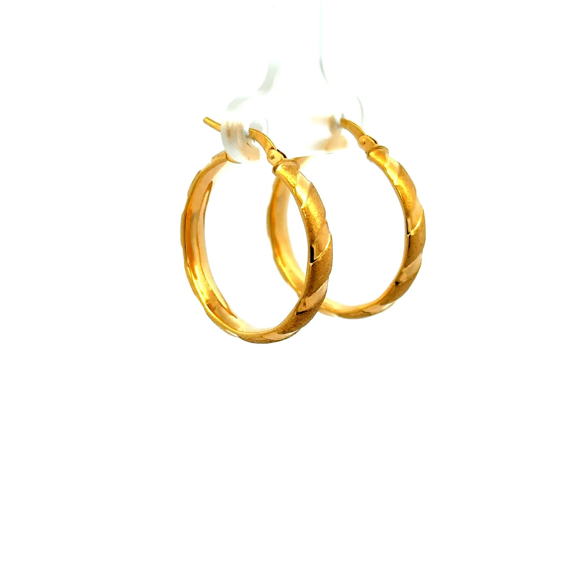 Earrings Textured Hoops 25.5 3.5mm 10K - Image 3