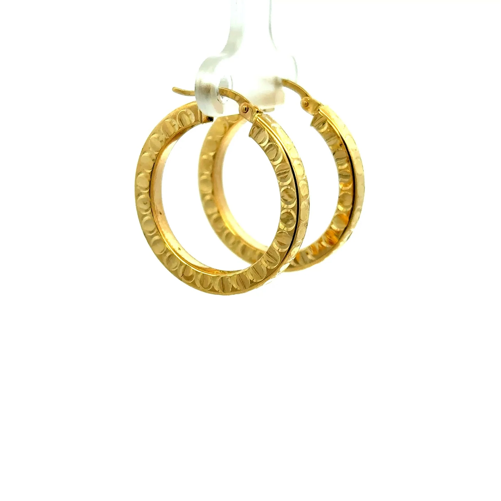 Earrings Textured Hoops 27.5 3mm 10K - Image 5