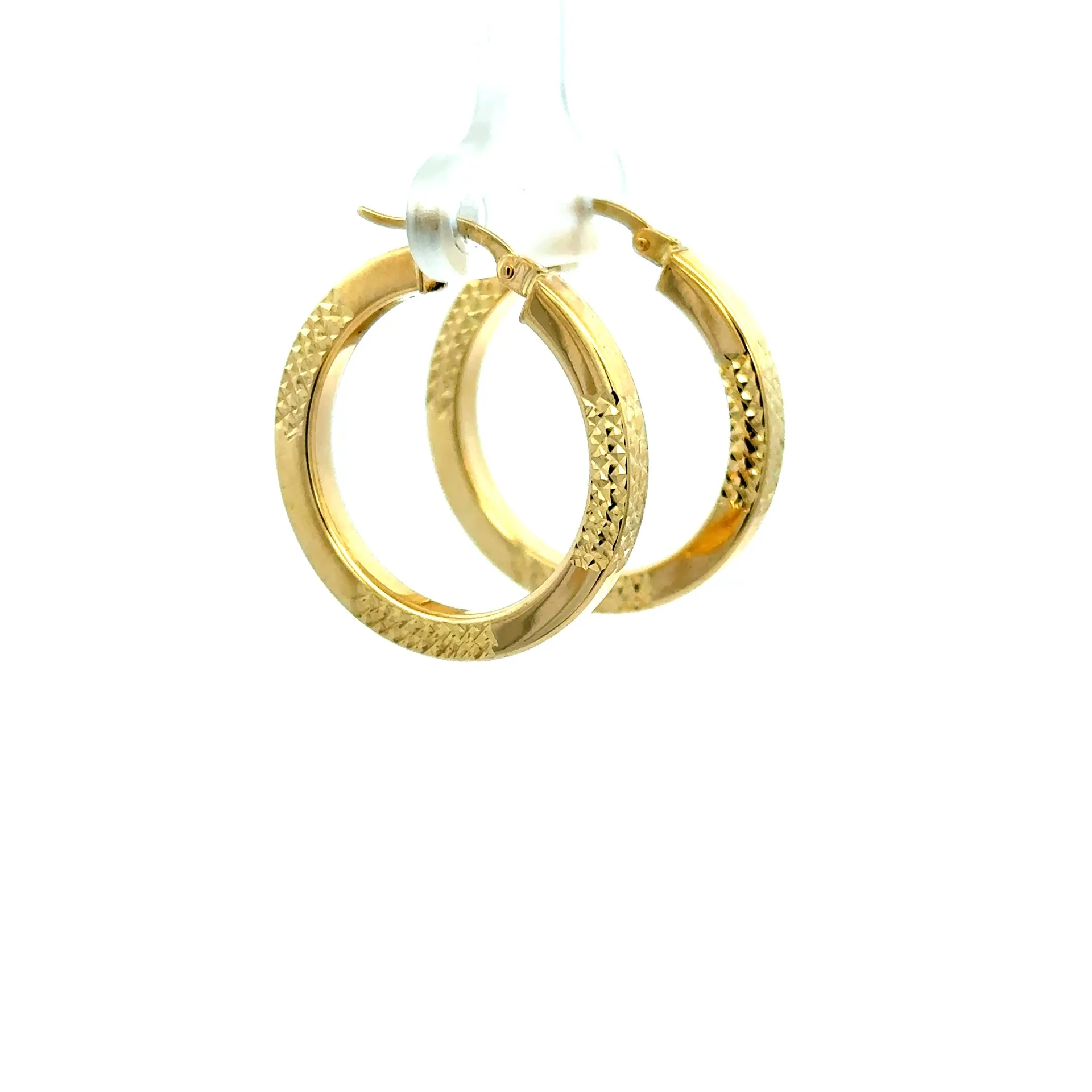 Earrings Textured Hoops 27.5 3mm 10K