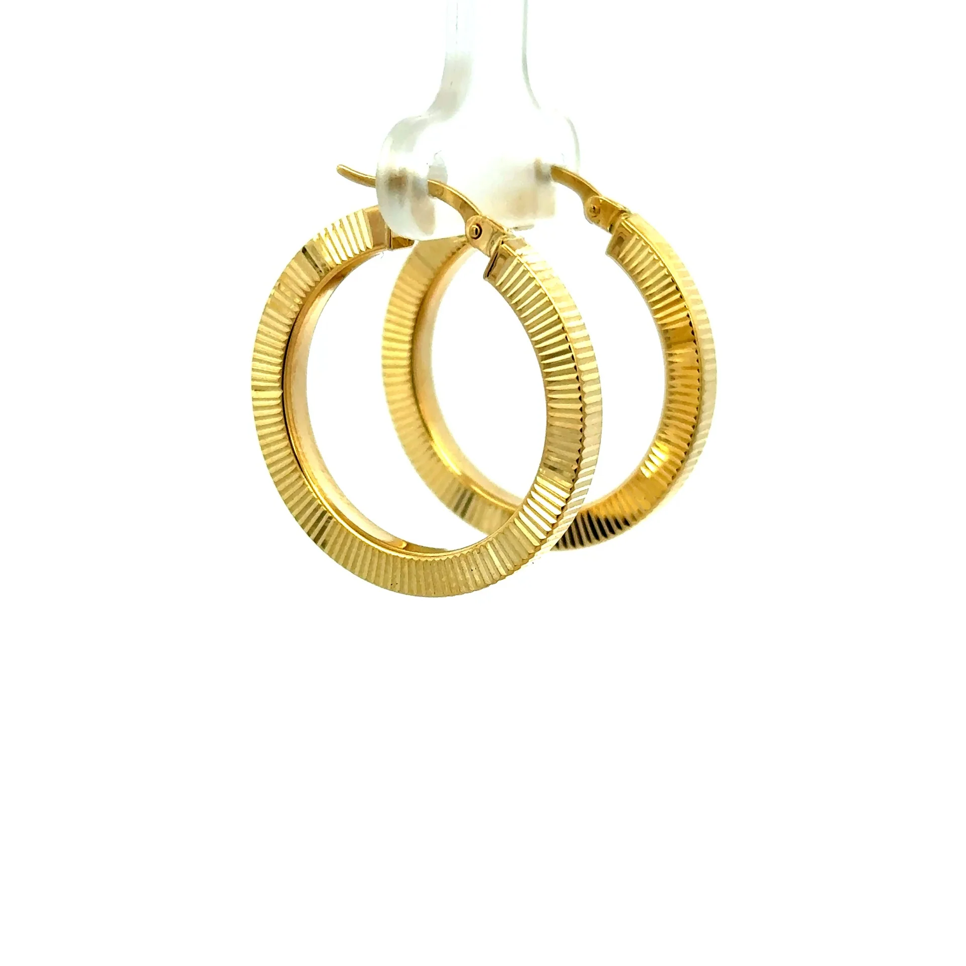 Earrings Textured Hoops 27.5 3mm 10K - Image 3