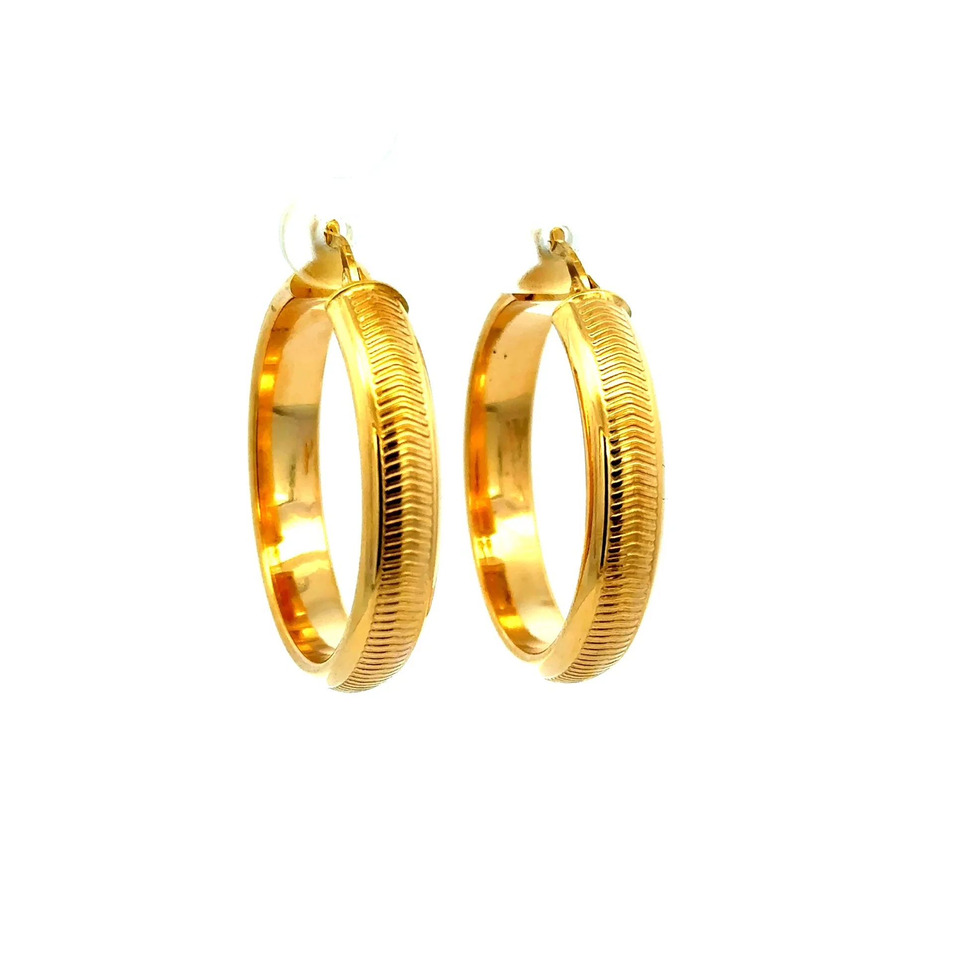 Earrings Textured Hoops 28.5 6mm 10K - Image 2