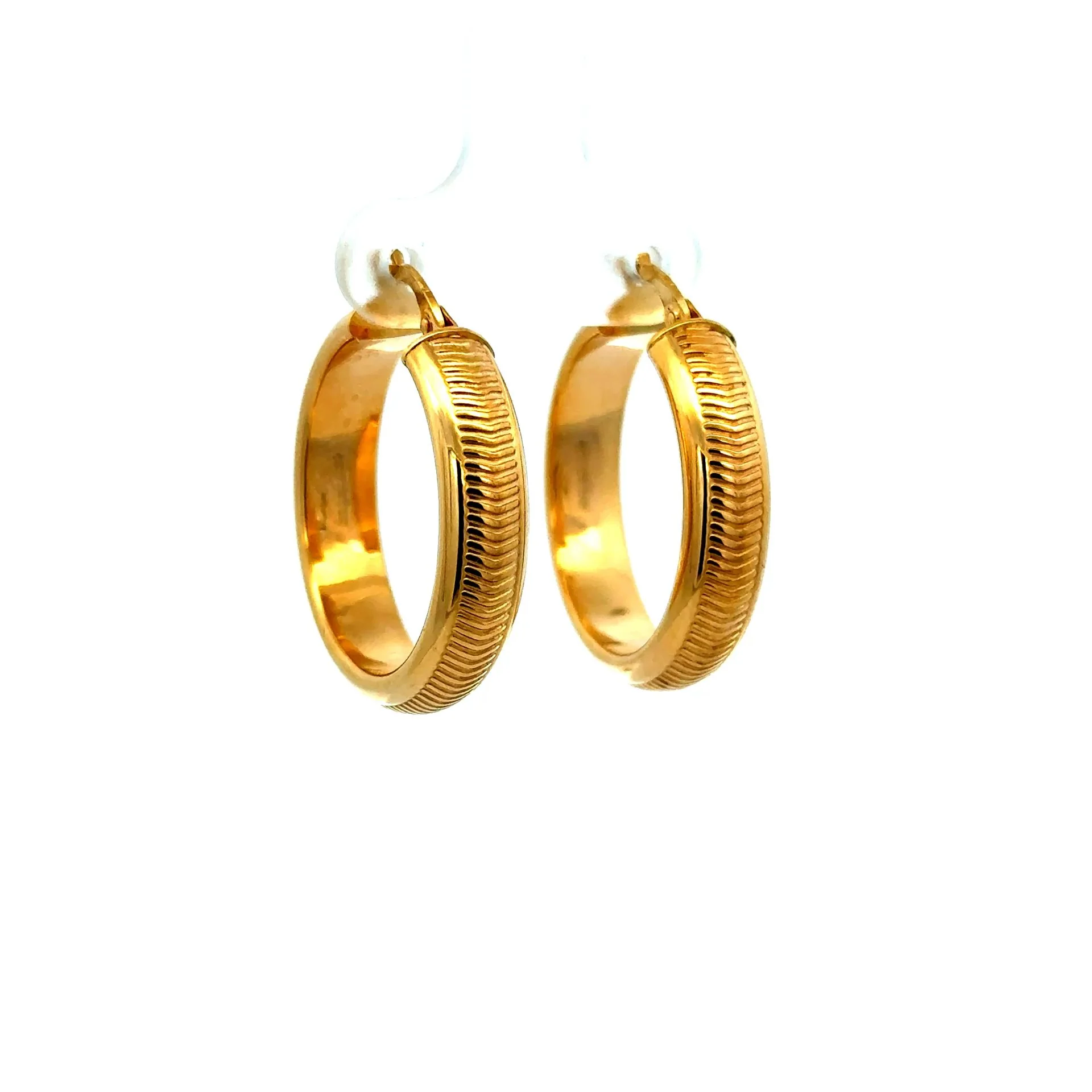 Earrings Textured Hoops 28.5 6mm 10K - Image 3