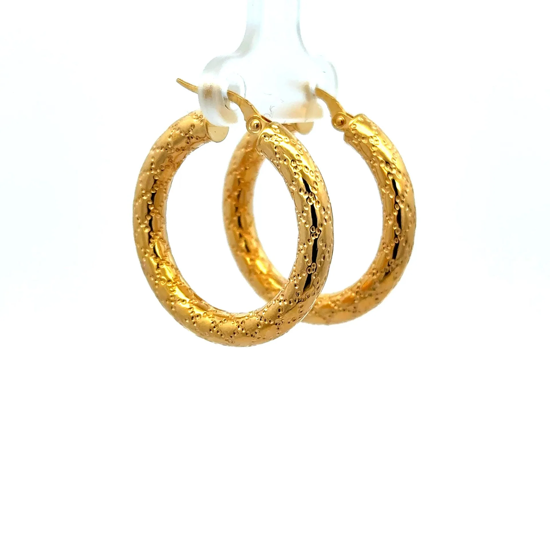 Earrings Textured Hoops 29 4mm 10K - Image 3
