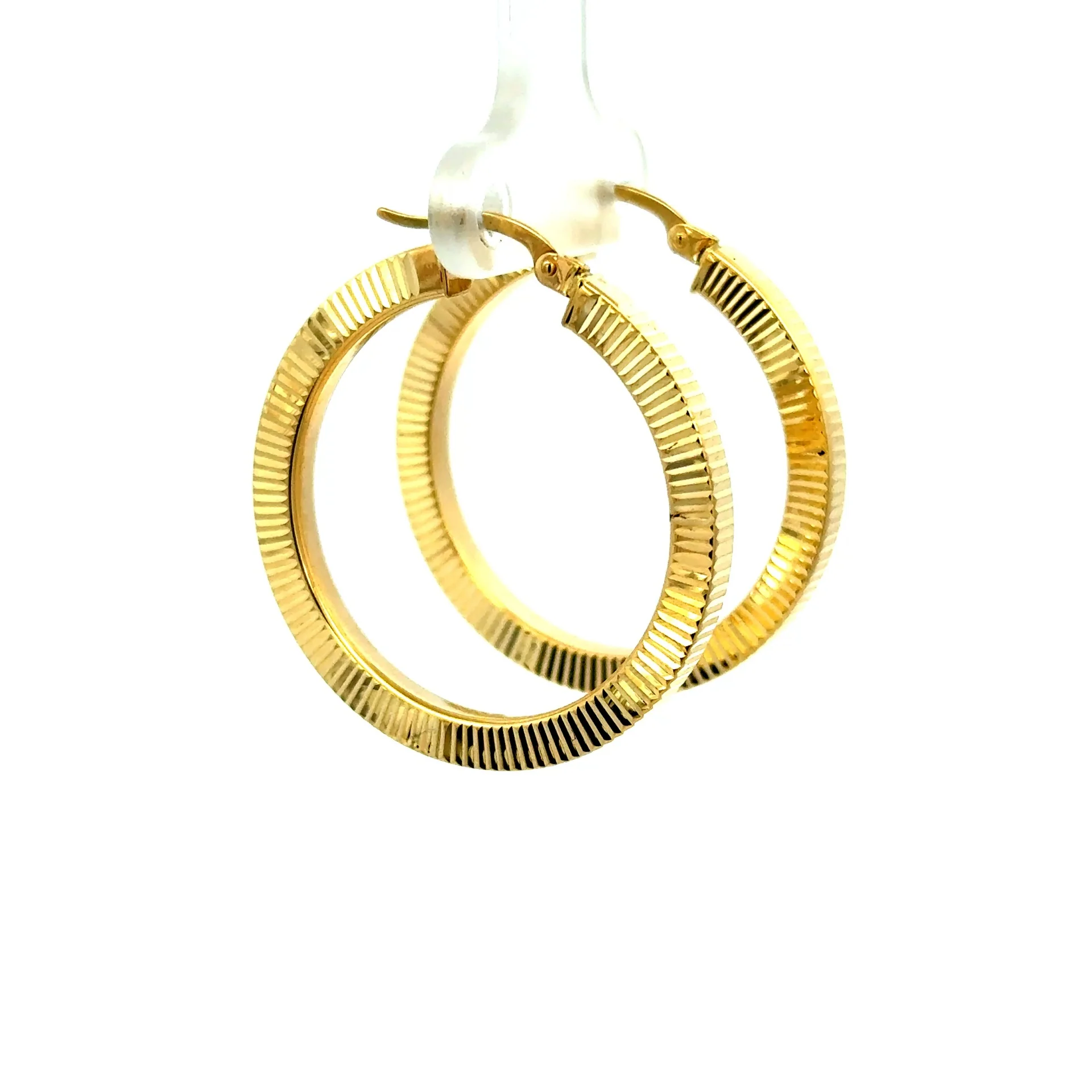 Earrings Textured Hoops 32.5 3mm 10K - Image 2