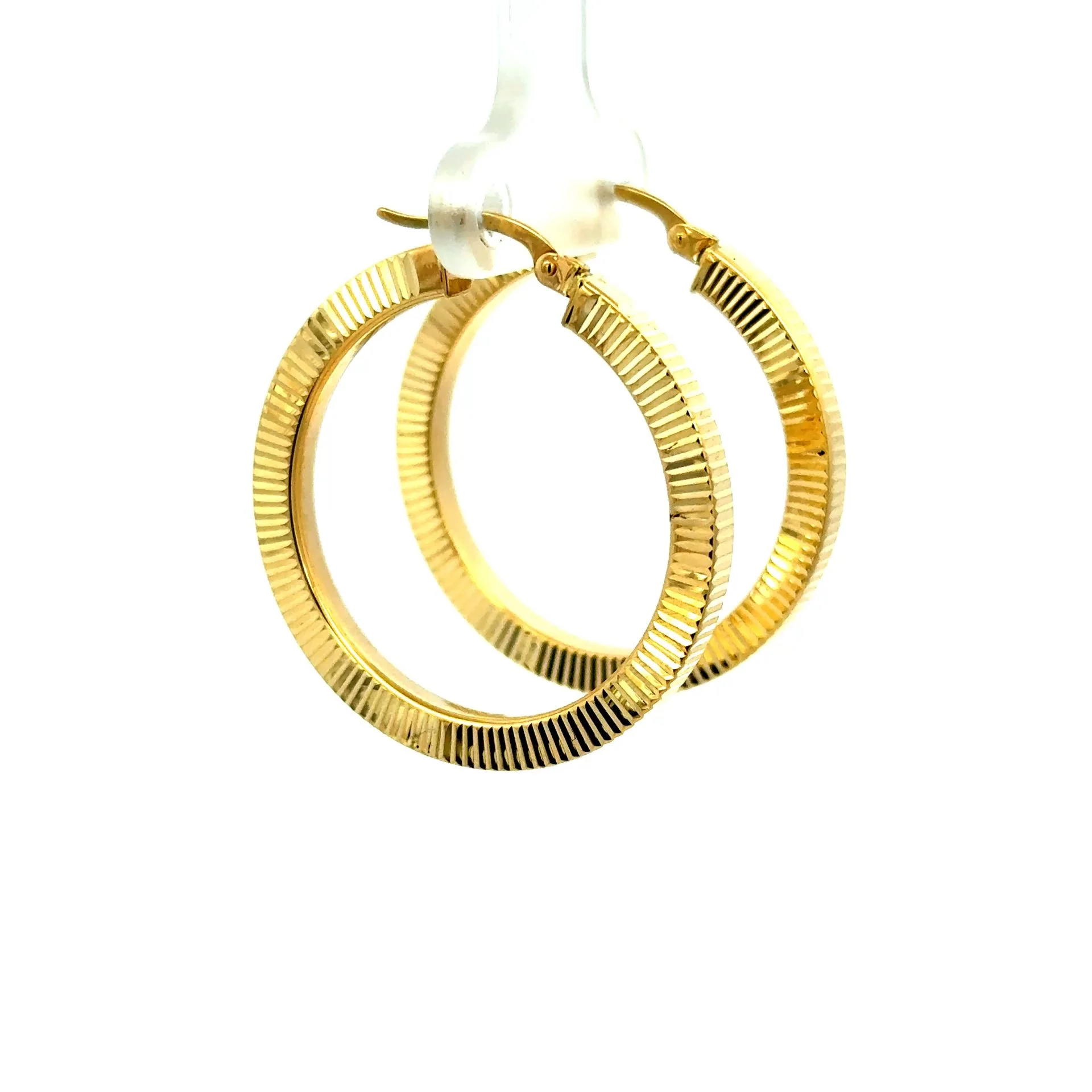 Earrings Textured Hoops 32.5 3mm 10K - Image 5