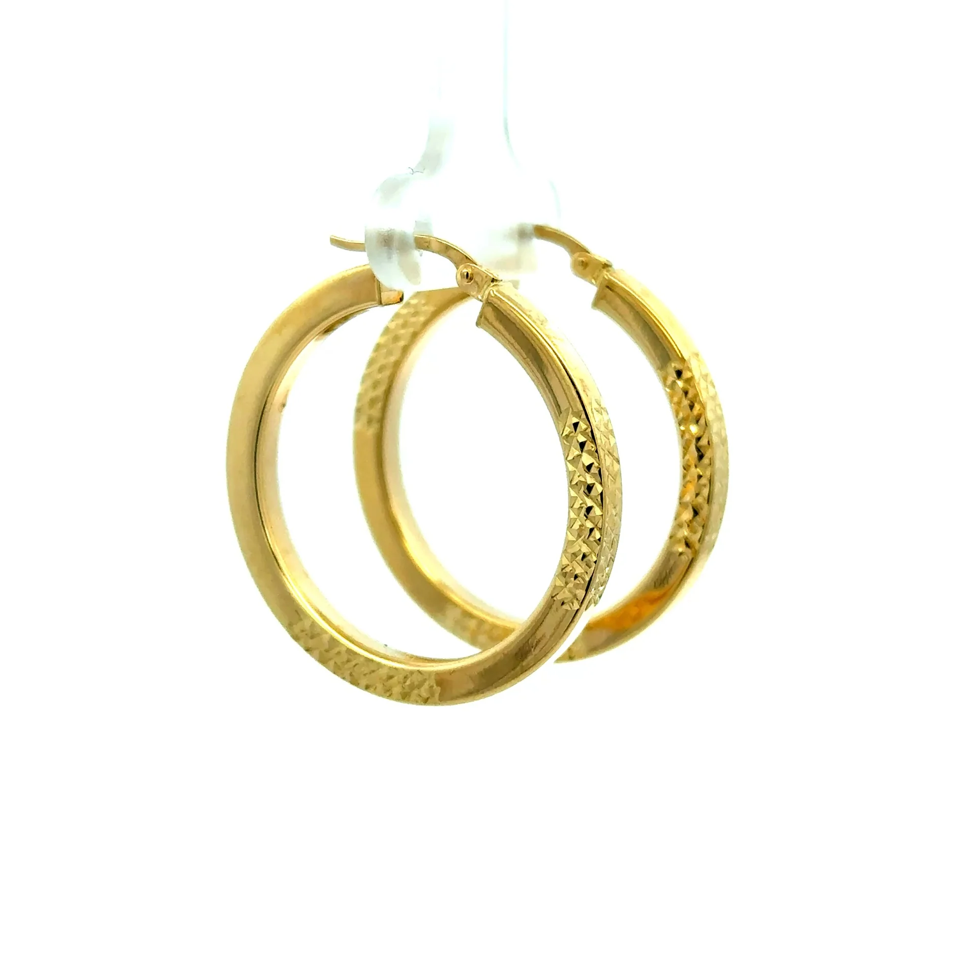Earrings Textured Hoops 32.5 3mm 10K - Image 2