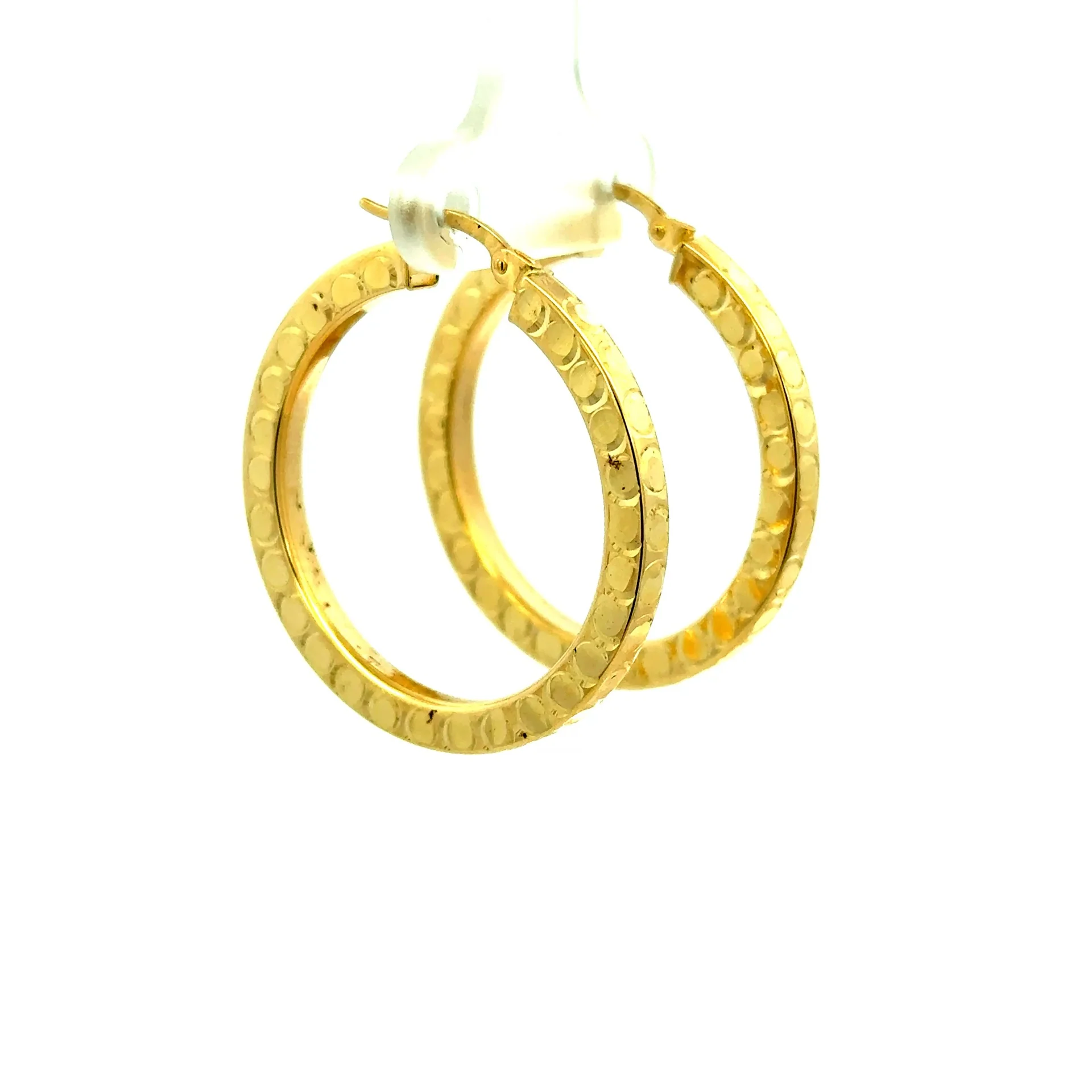 Earrings Textured Hoops 32.5 3mm 10K - Image 4