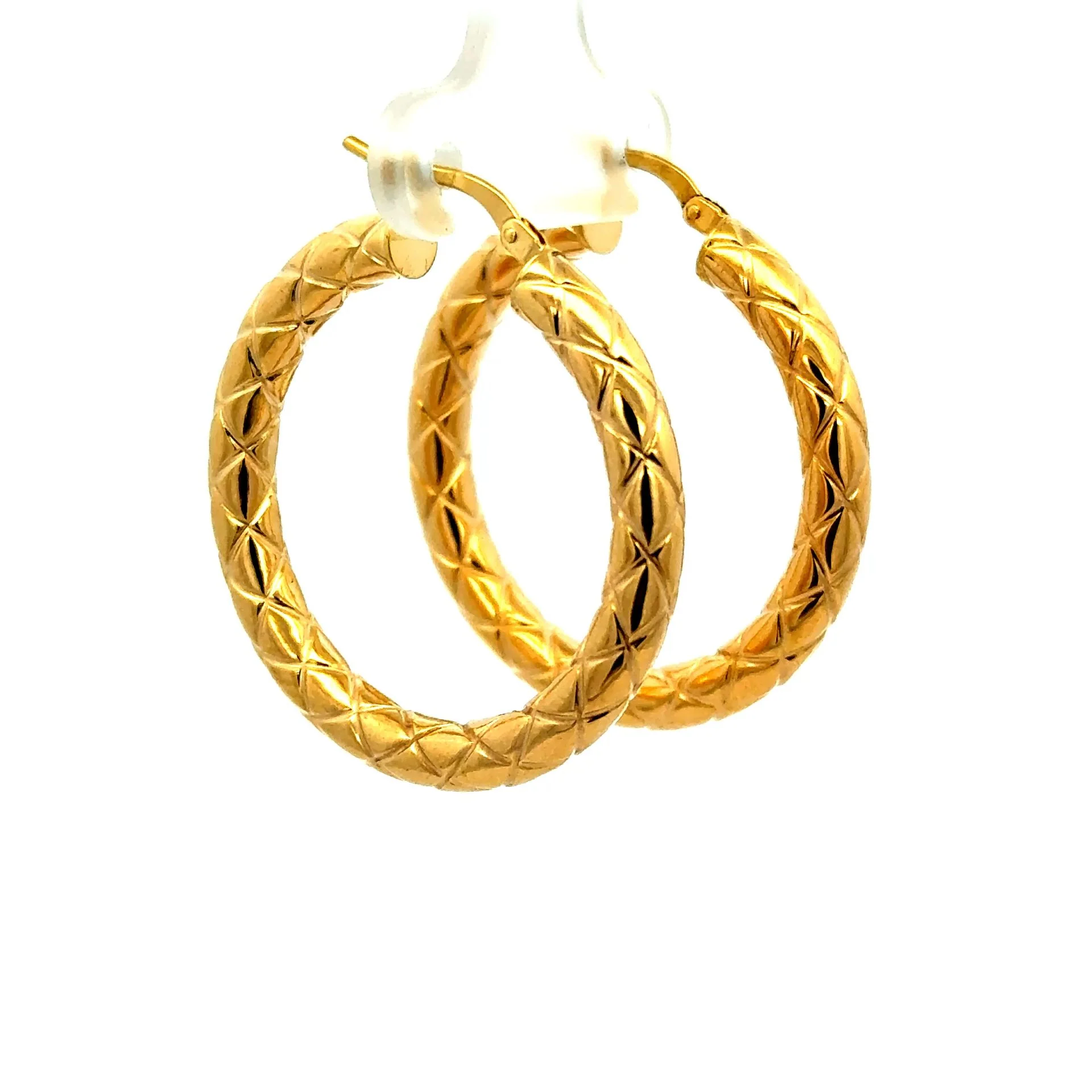 Earrings Textured Hoops 33.5 4mm 10K - Image 6
