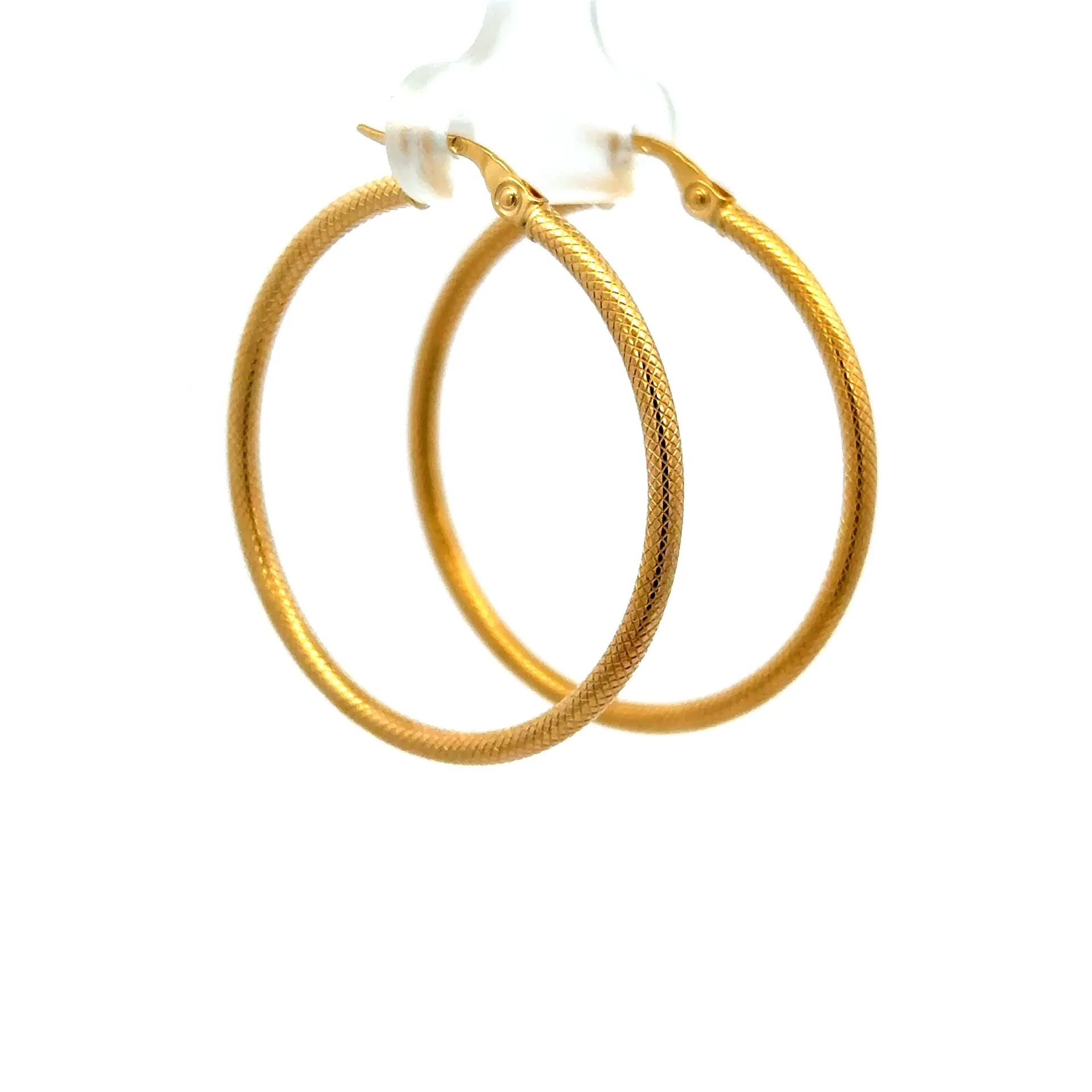 Earrings Textured Hoops 38.5 4mm 10K - Image 5