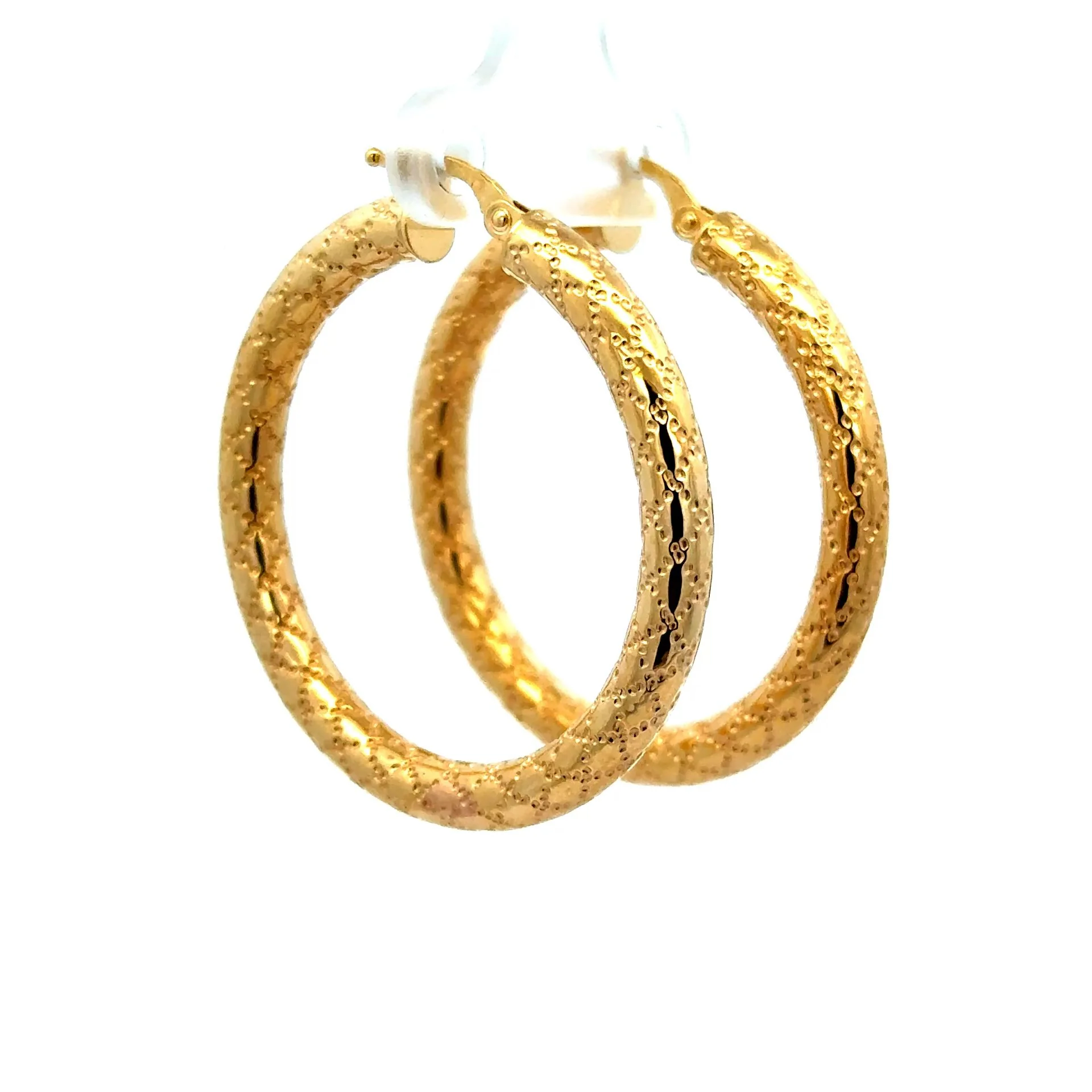 Earrings Textured Hoops 38.5 4mm 10K - Image 6
