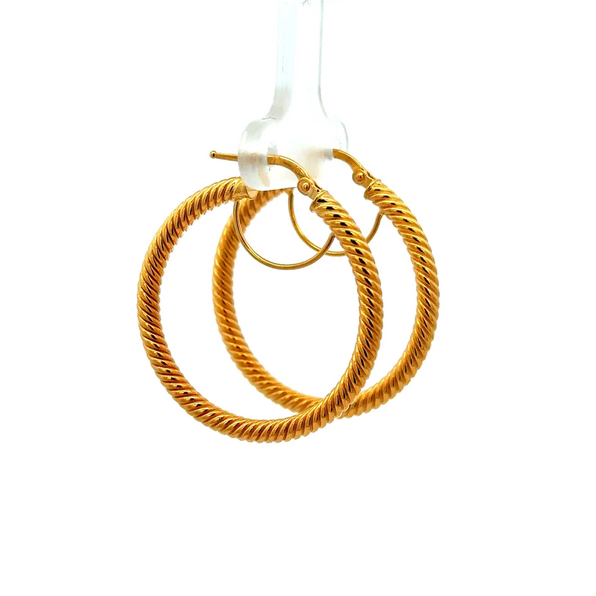 Earrings Textured Hoops 50 2mm 10K - Image 4