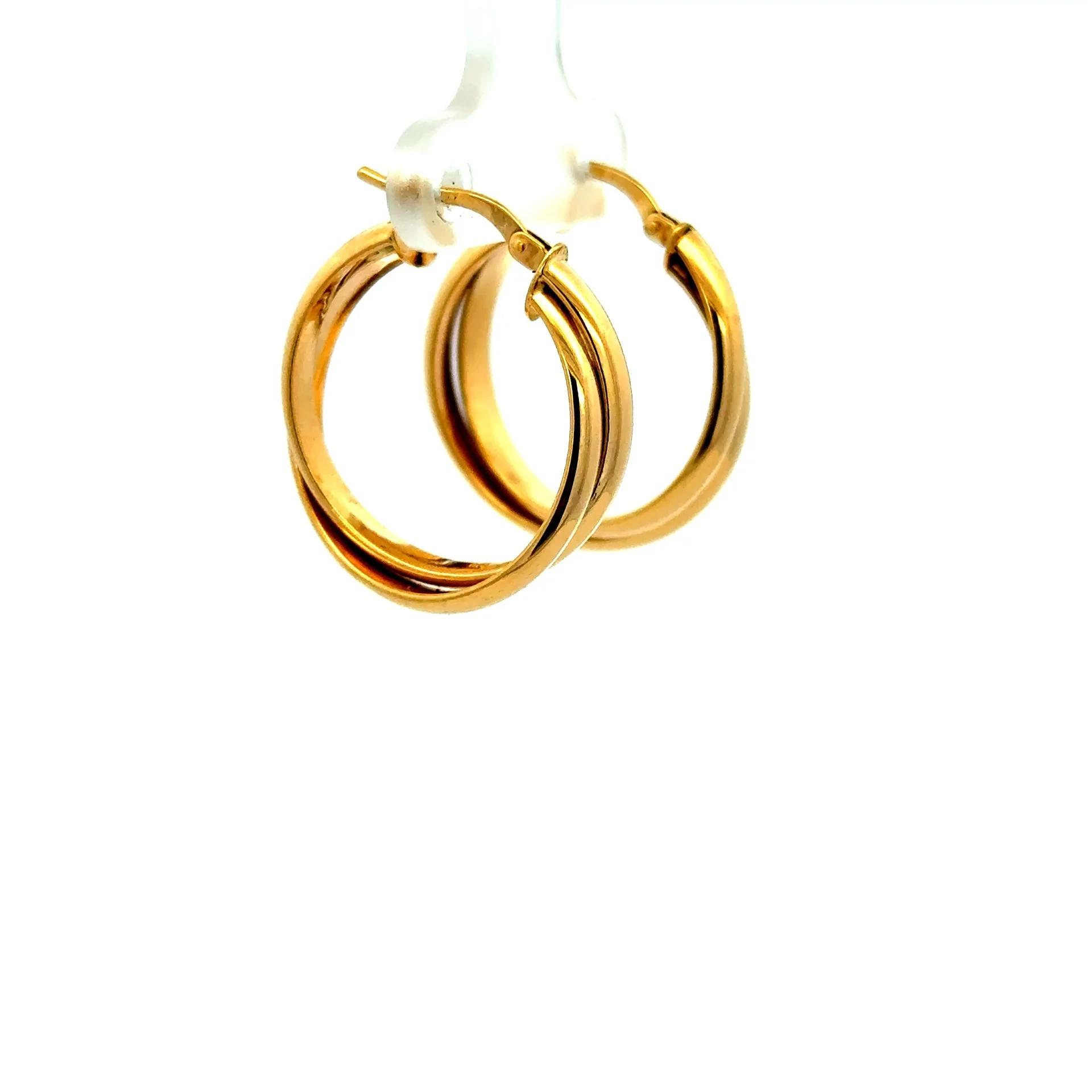 Earrings Twisted Double Hoops 25.5 6mm 10K - Image 2