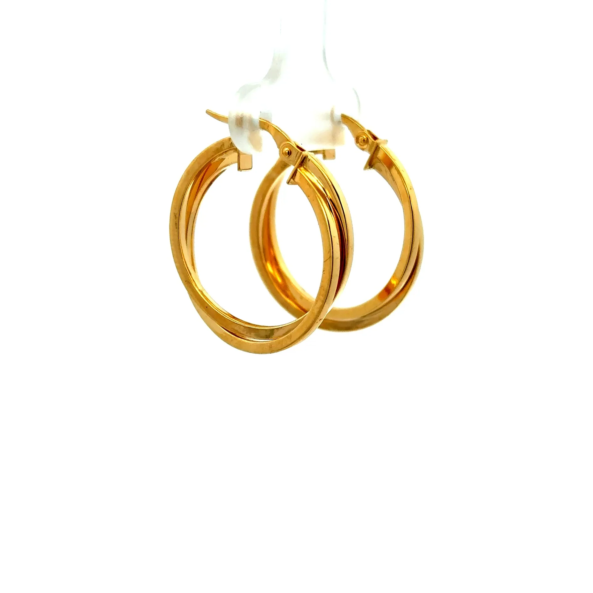 Earrings Twisted Double Hoops 26.5 3.5mm 10K - Image 2