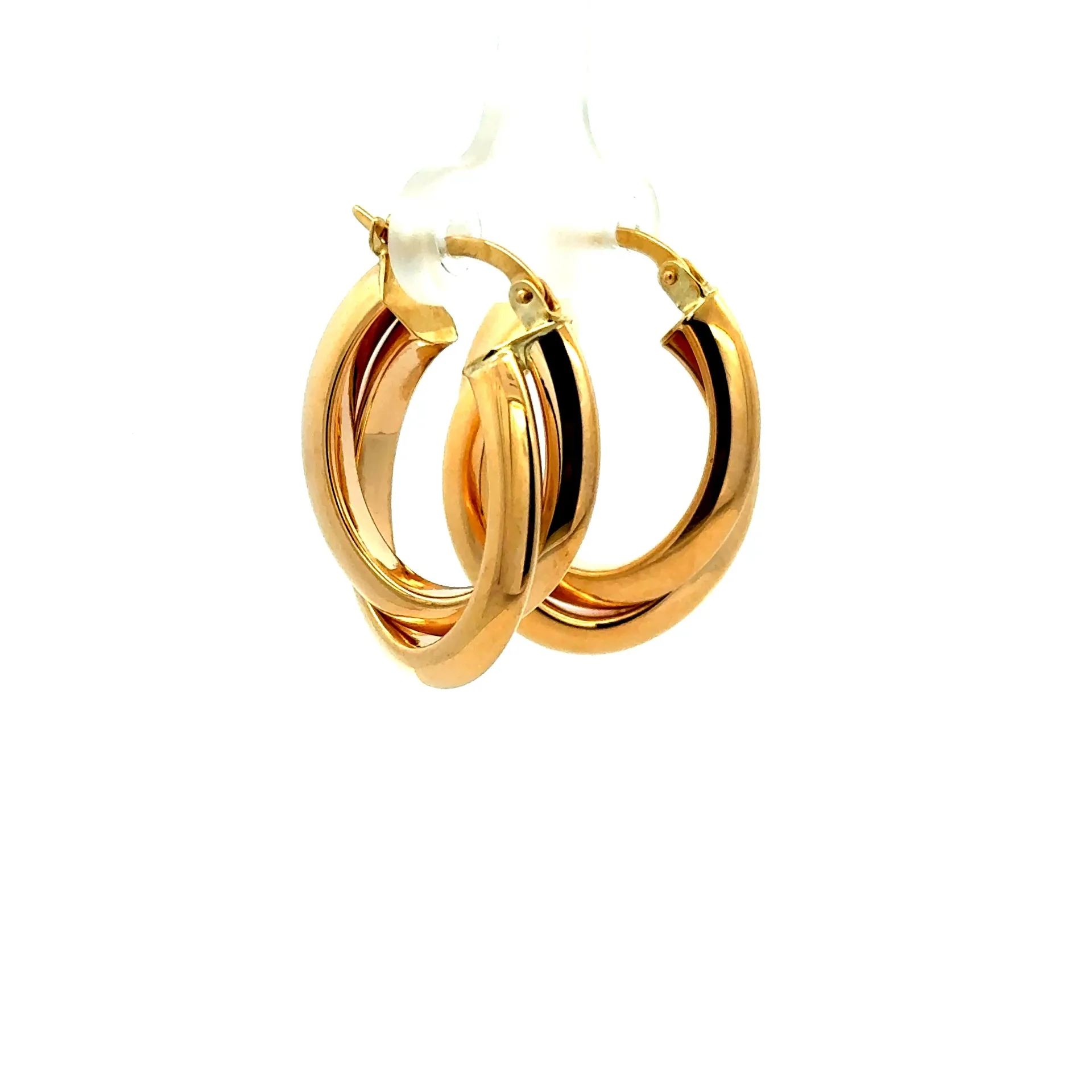 Earrings Twisted Double Hoops 26.5 6.5mm 10K - Image 2