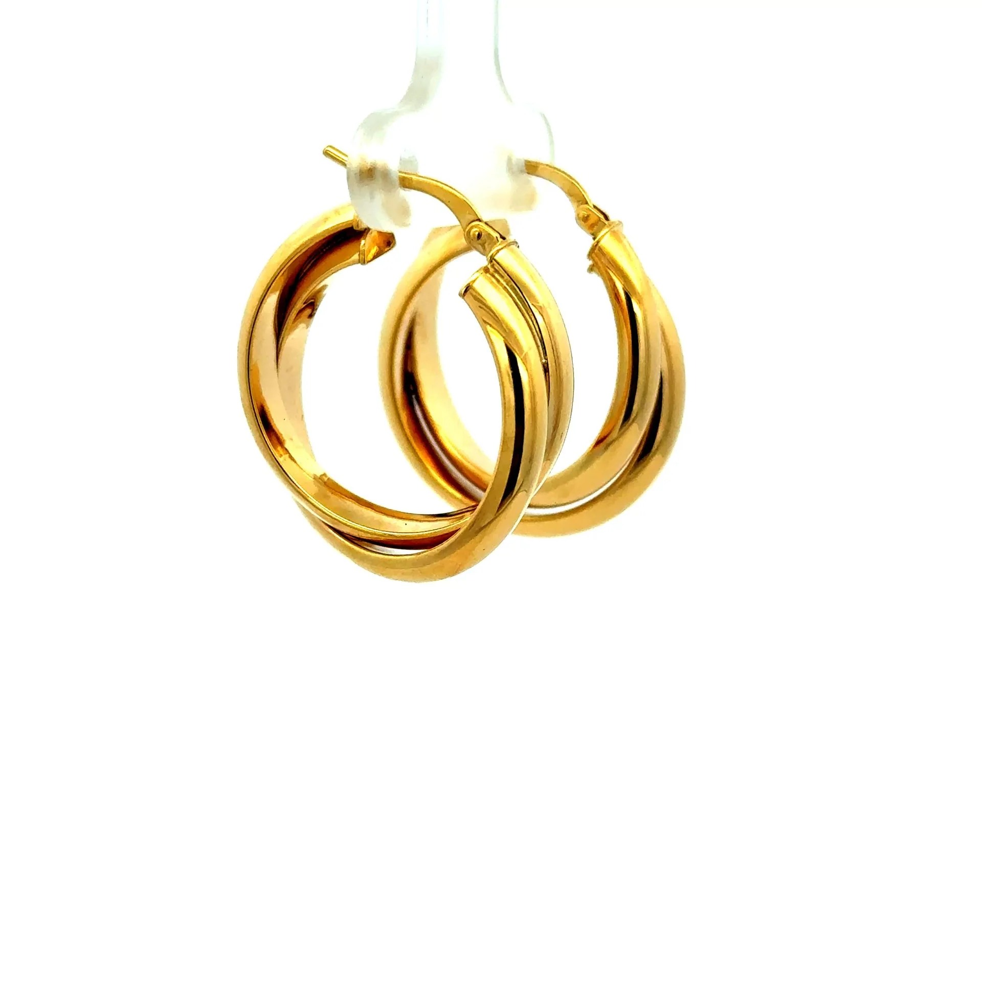 Earrings Twisted Double Hoops 27 7mm 10K - Image 5