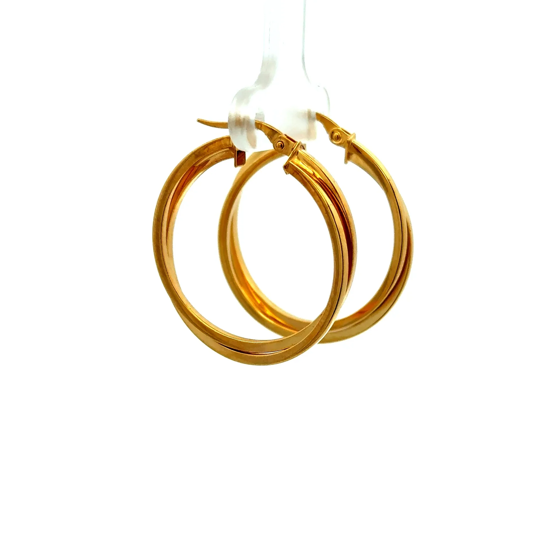 Earrings Twisted Double Hoops 31.5 3.5mm 10K - Image 2
