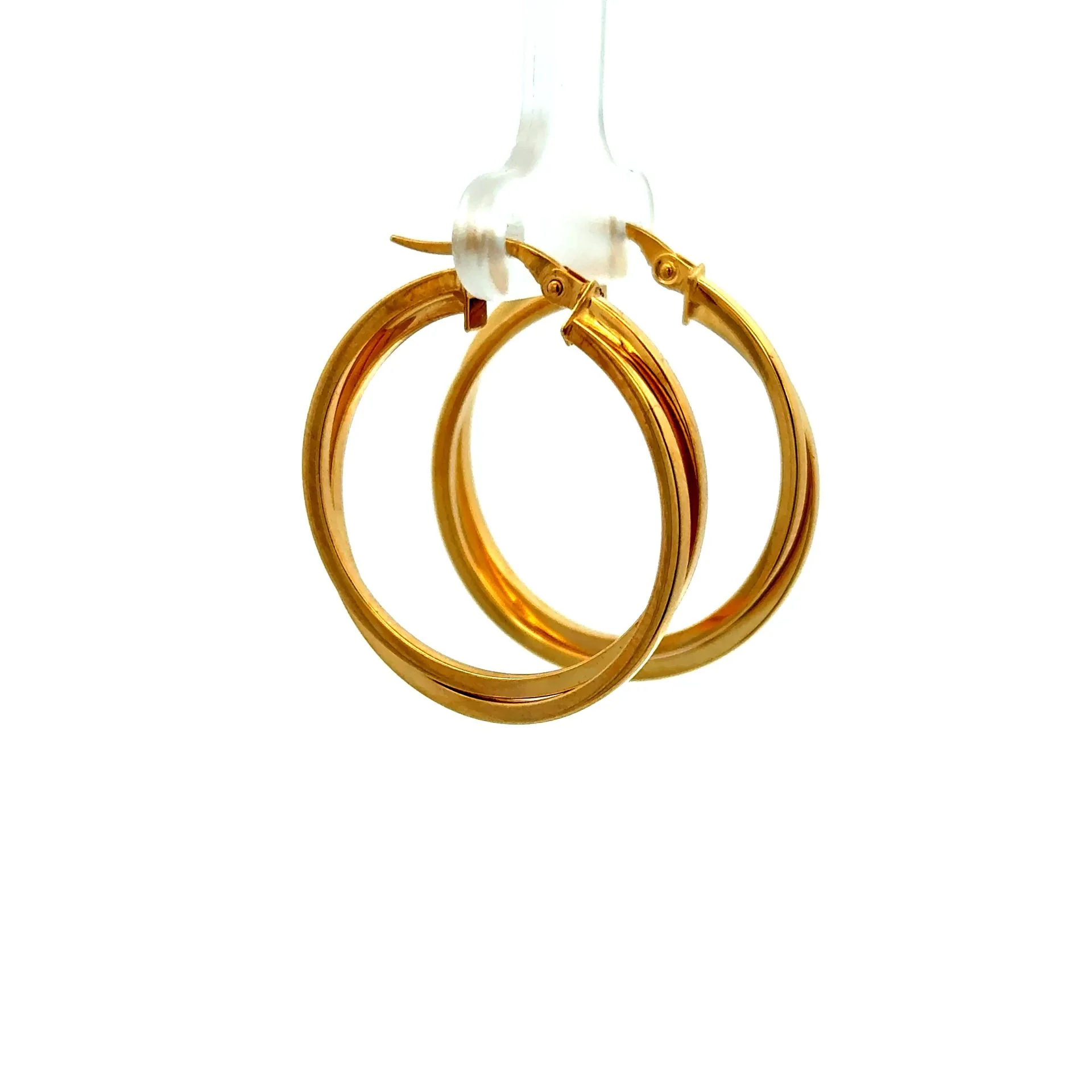 Earrings Twisted Double Hoops 31.5 3.5mm 10K - Image 5