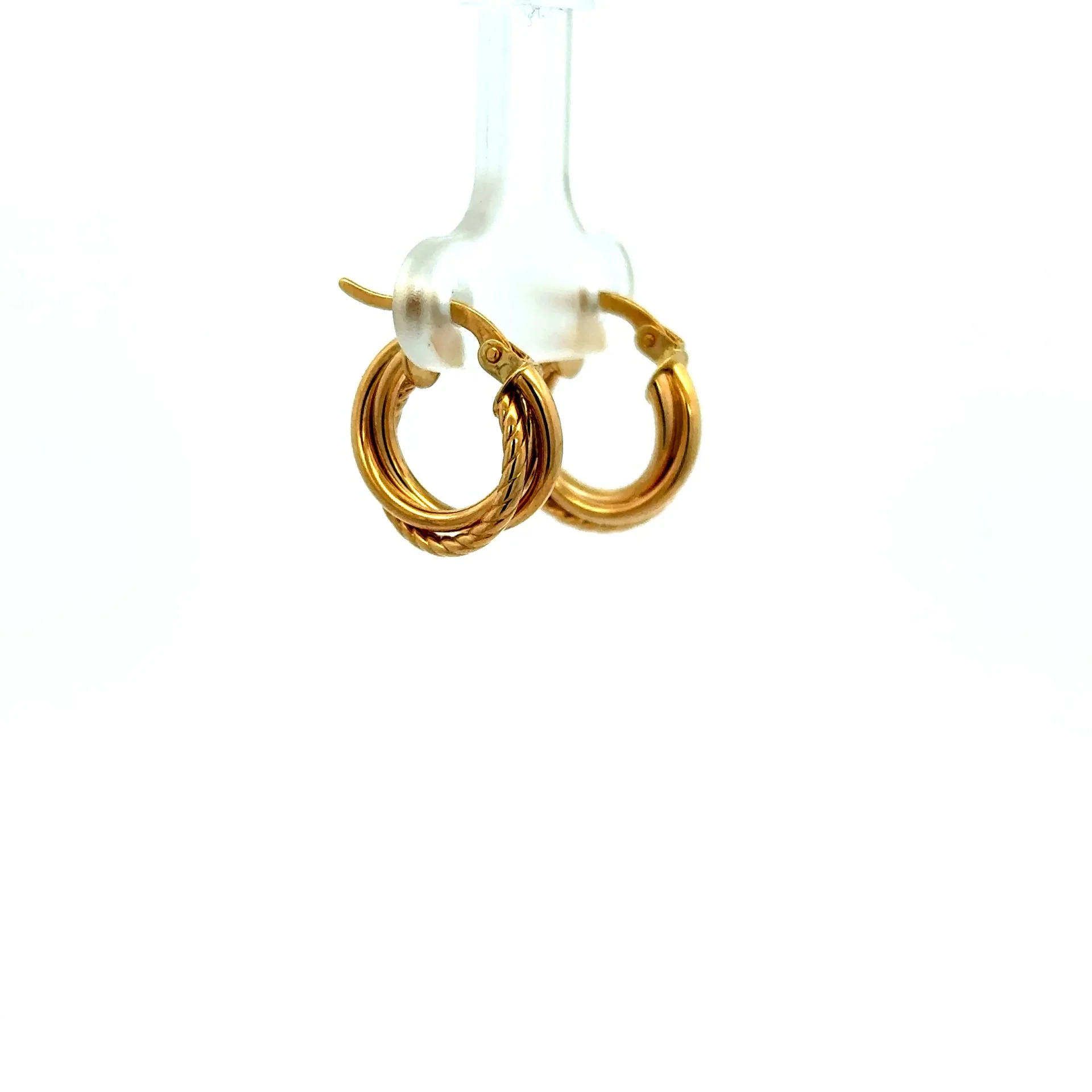 Earrings Twisted Textured Hoops 15.5 3mm 10K - Image 3