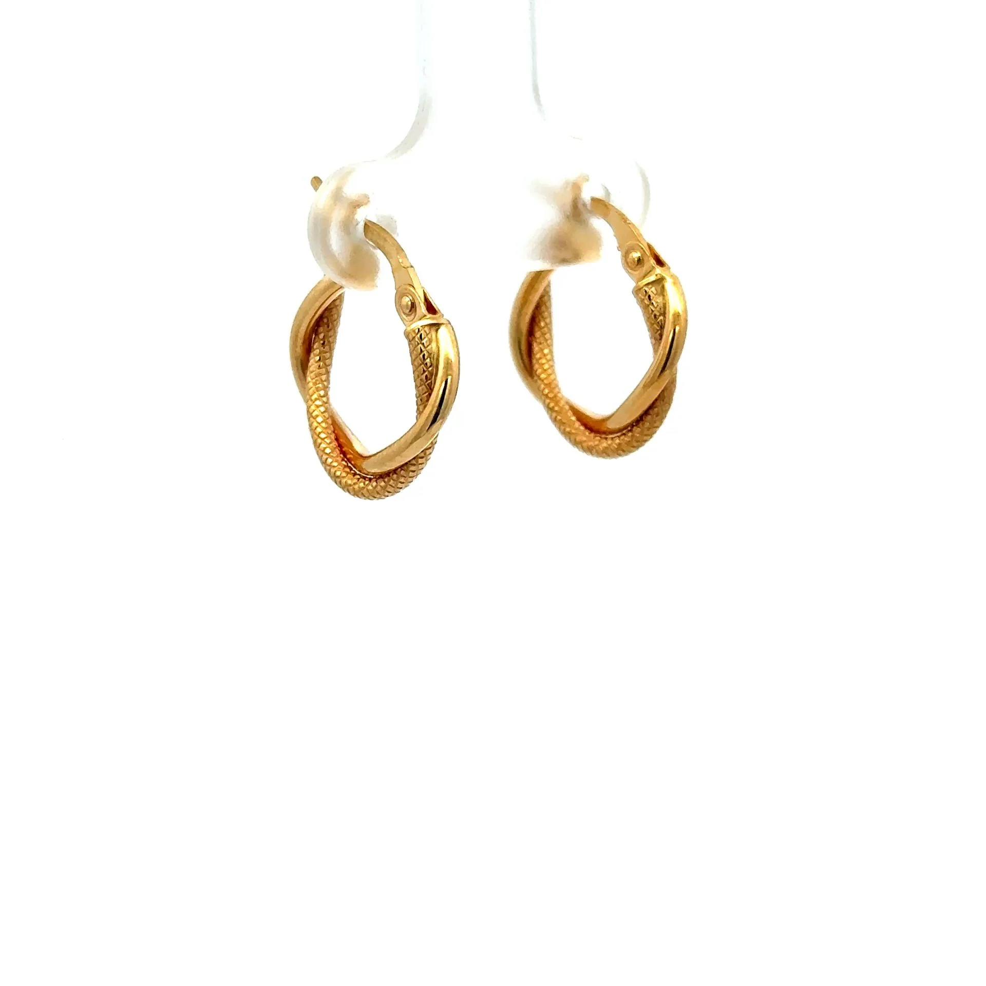 Earrings Twisted Textured Hoops 17 3mm 10K - Image 7