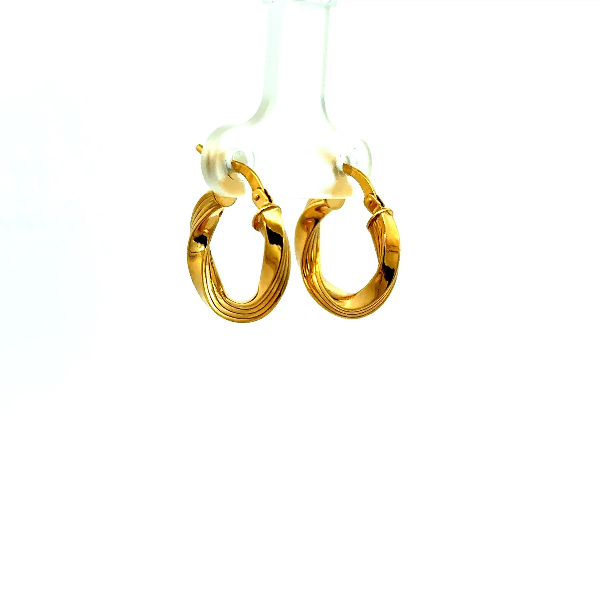 Earrings Twisted Textured Hoops 18 3mm 10K - Image 3