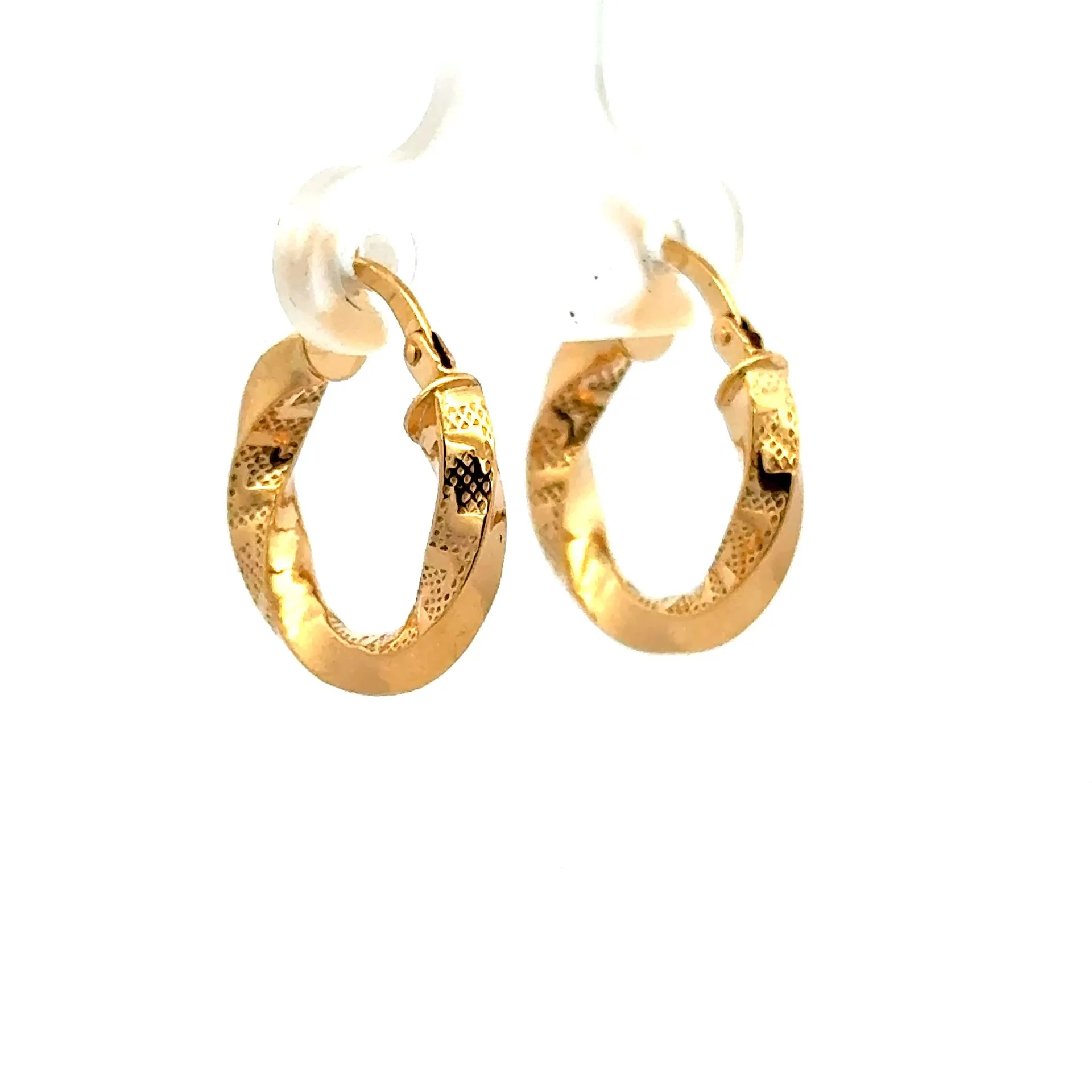 Earrings Twisted Textured Hoops 18 3mm 10K - Image 3