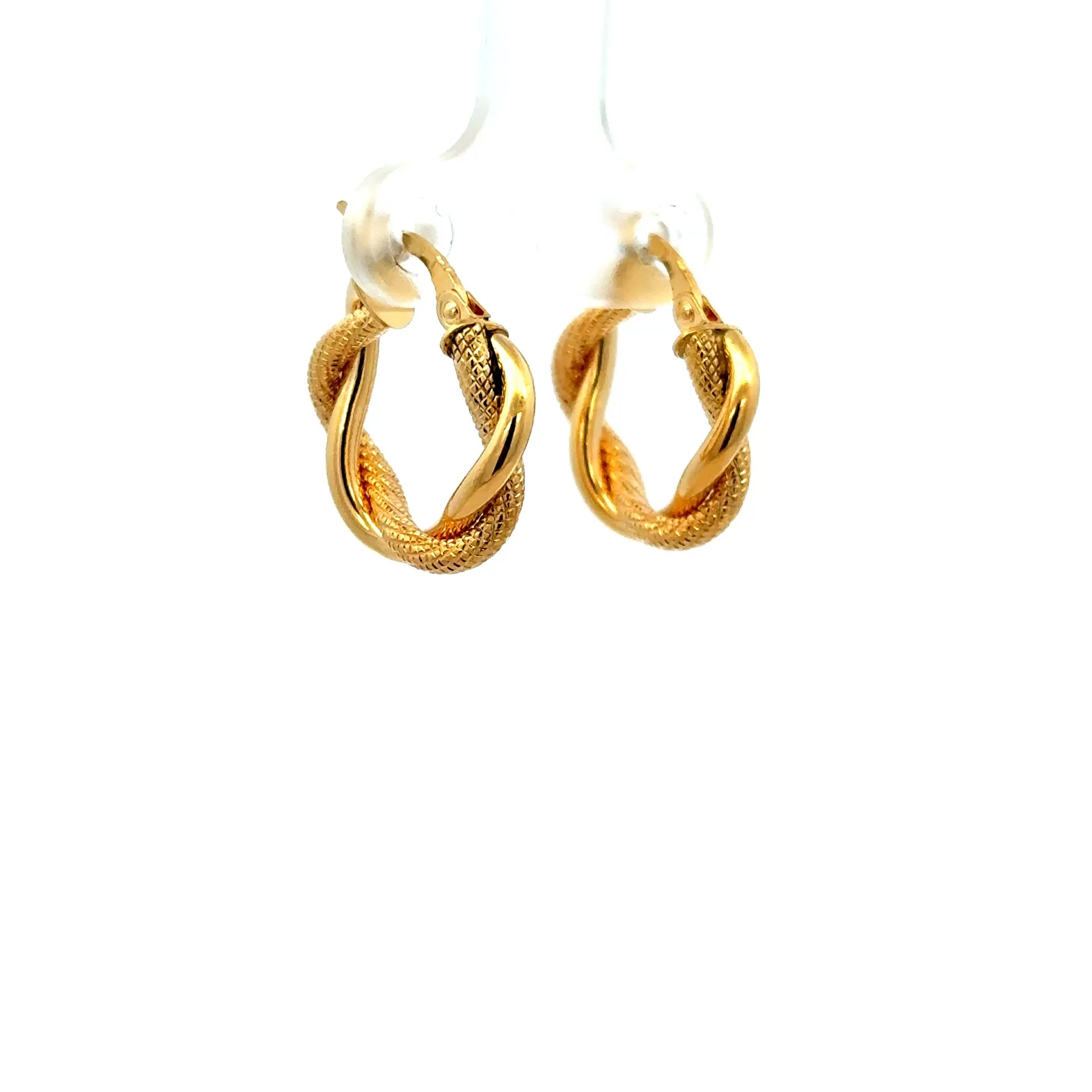 Earrings Twisted Textured Hoops 18.5 4mm 10K - Image 2