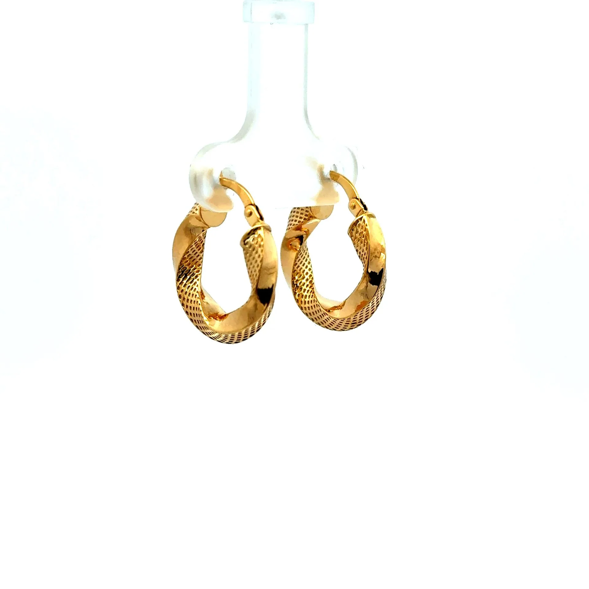 Earrings Twisted Textured Hoops 19.5 3.5mm 10K - Image 3