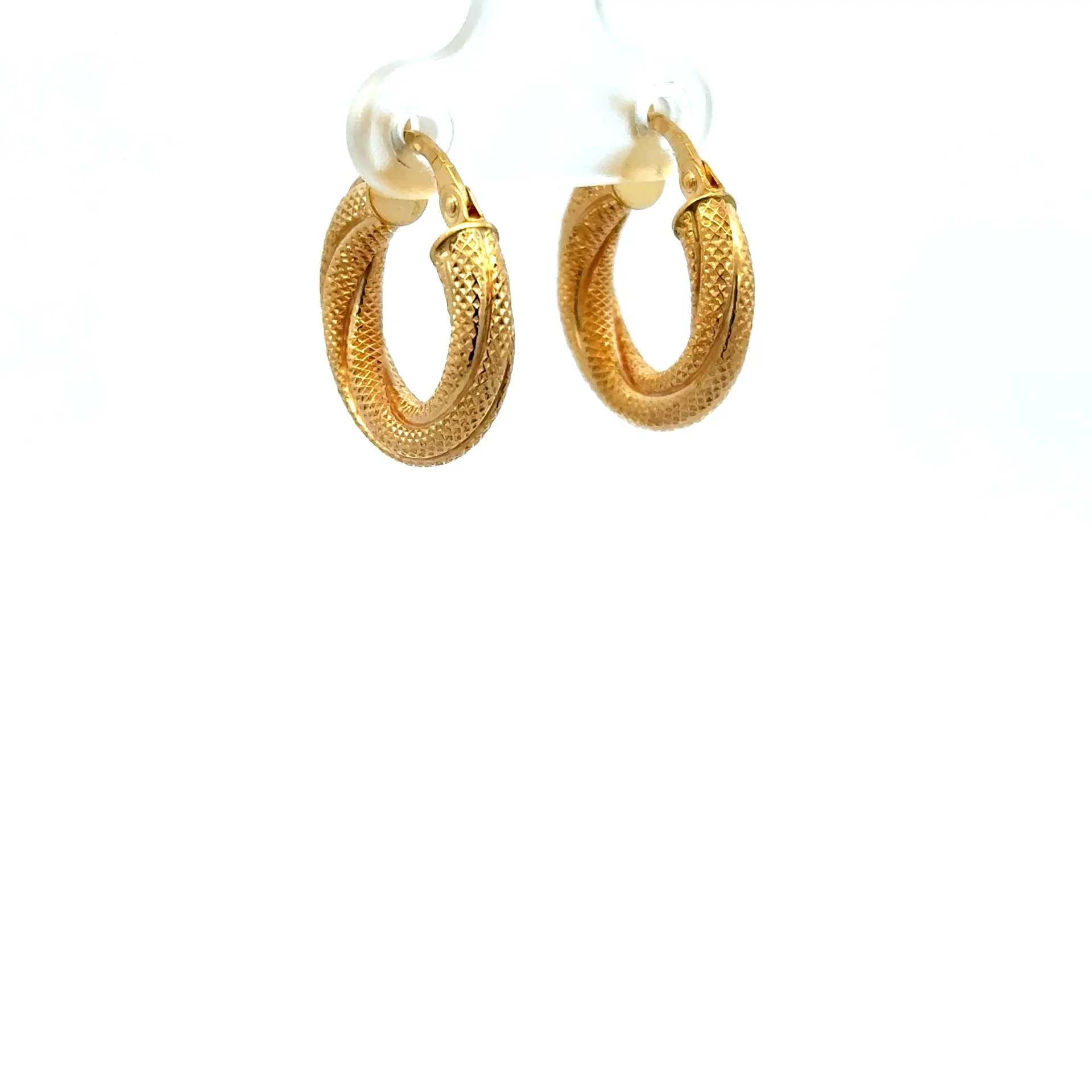 Earrings Twisted Textured Hoops 19.5 3.5mm 10K - Image 3