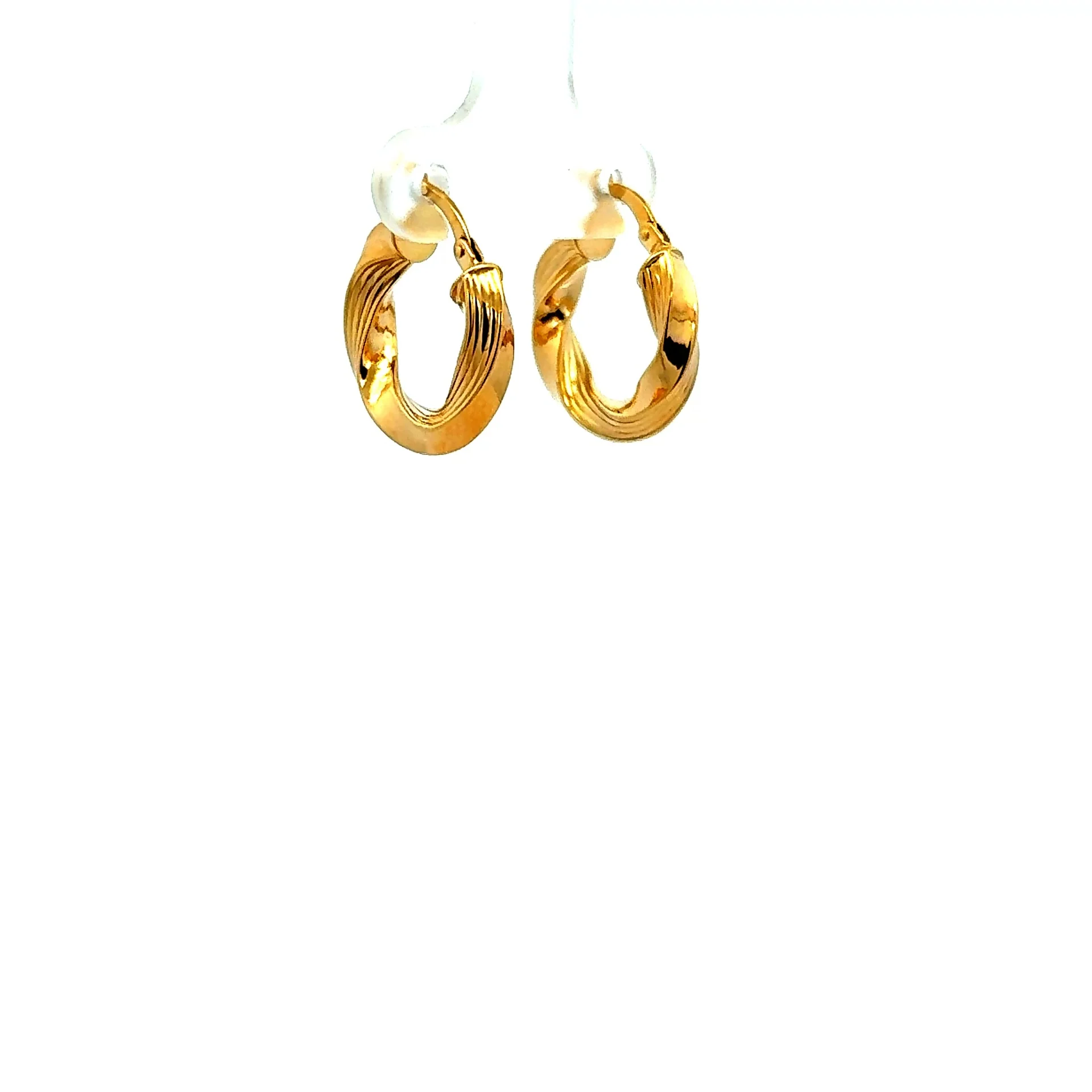 Earrings Twisted Textured Hoops 19.5 3.5mm 10K - Image 3