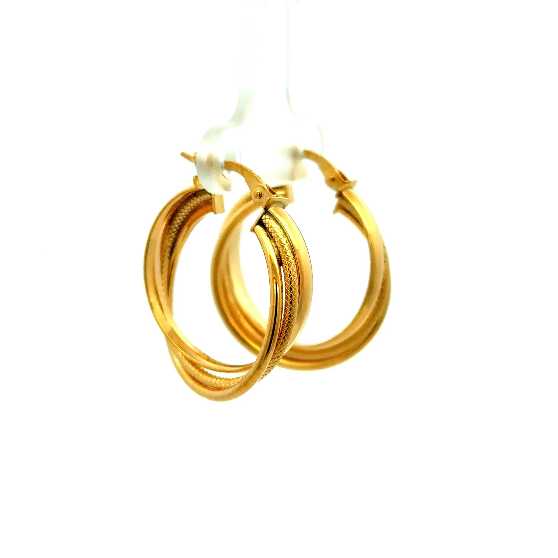 Earrings Twisted Textured Hoops 20 6mm 10K - Image 4