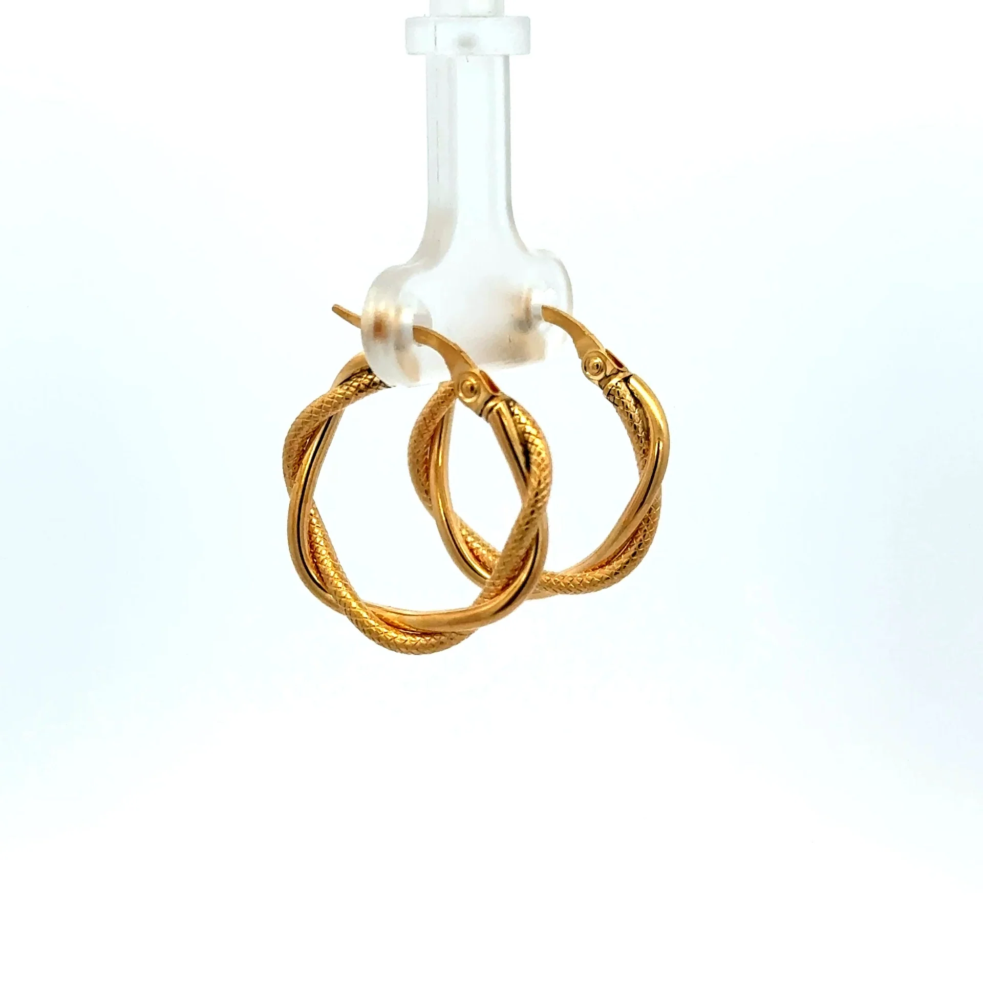 Earrings Twisted Textured Hoops 21.5 3mm 10K - Image 2