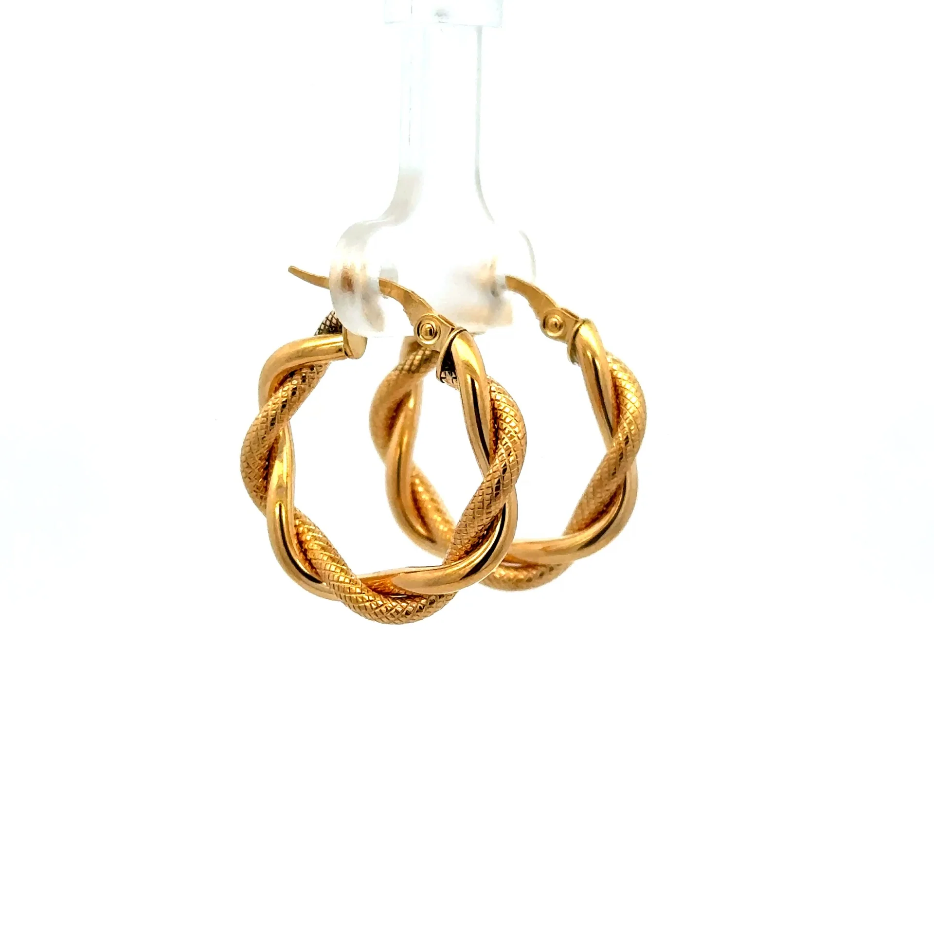 Earrings Twisted Textured Hoops 21.5 3mm 10K - Image 4