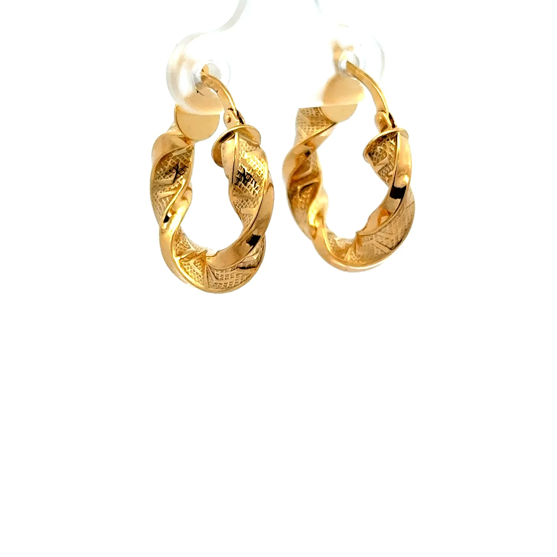Earrings Twisted Textured Hoops 21.5 4mm 10K - Image 3