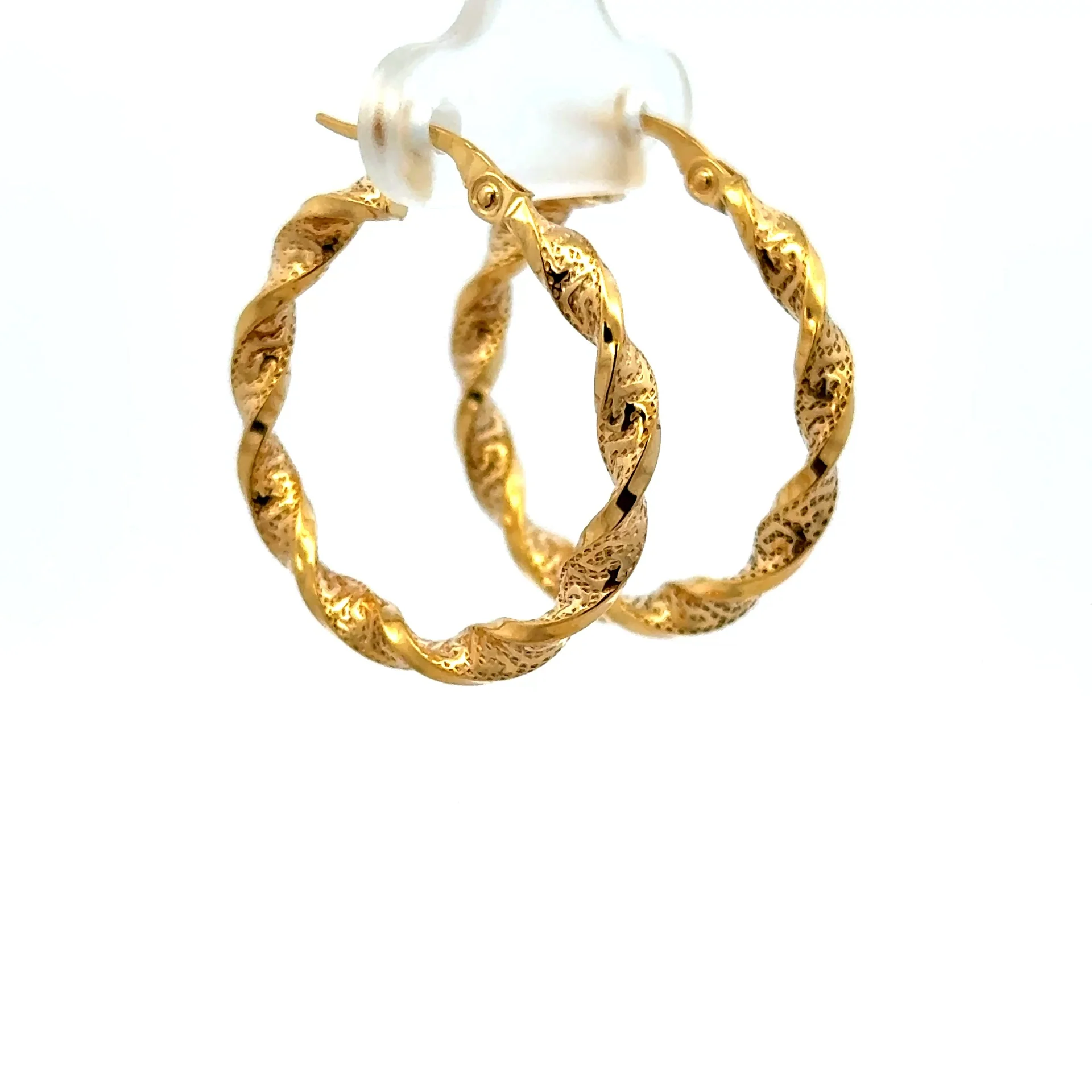 Earrings Twisted Textured Hoops 21.5 4mm 10K - Image 6