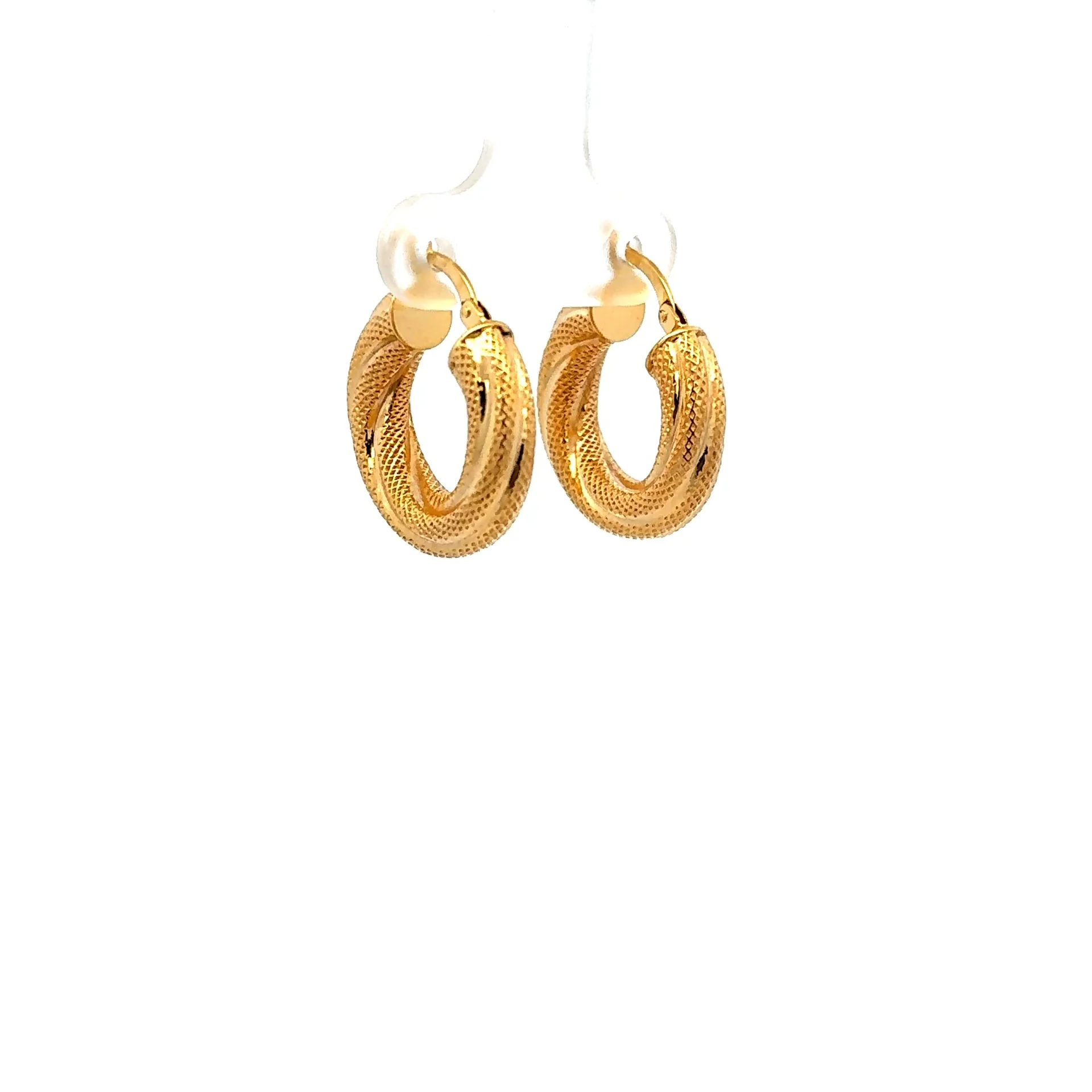 Earrings Twisted Textured Hoops 21 5mm 10K - Image 4