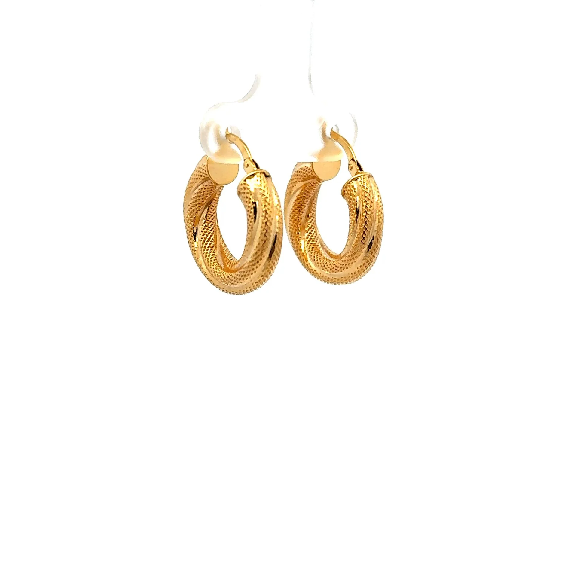 Earrings Twisted Textured Hoops 21 5mm 10K - Image 7