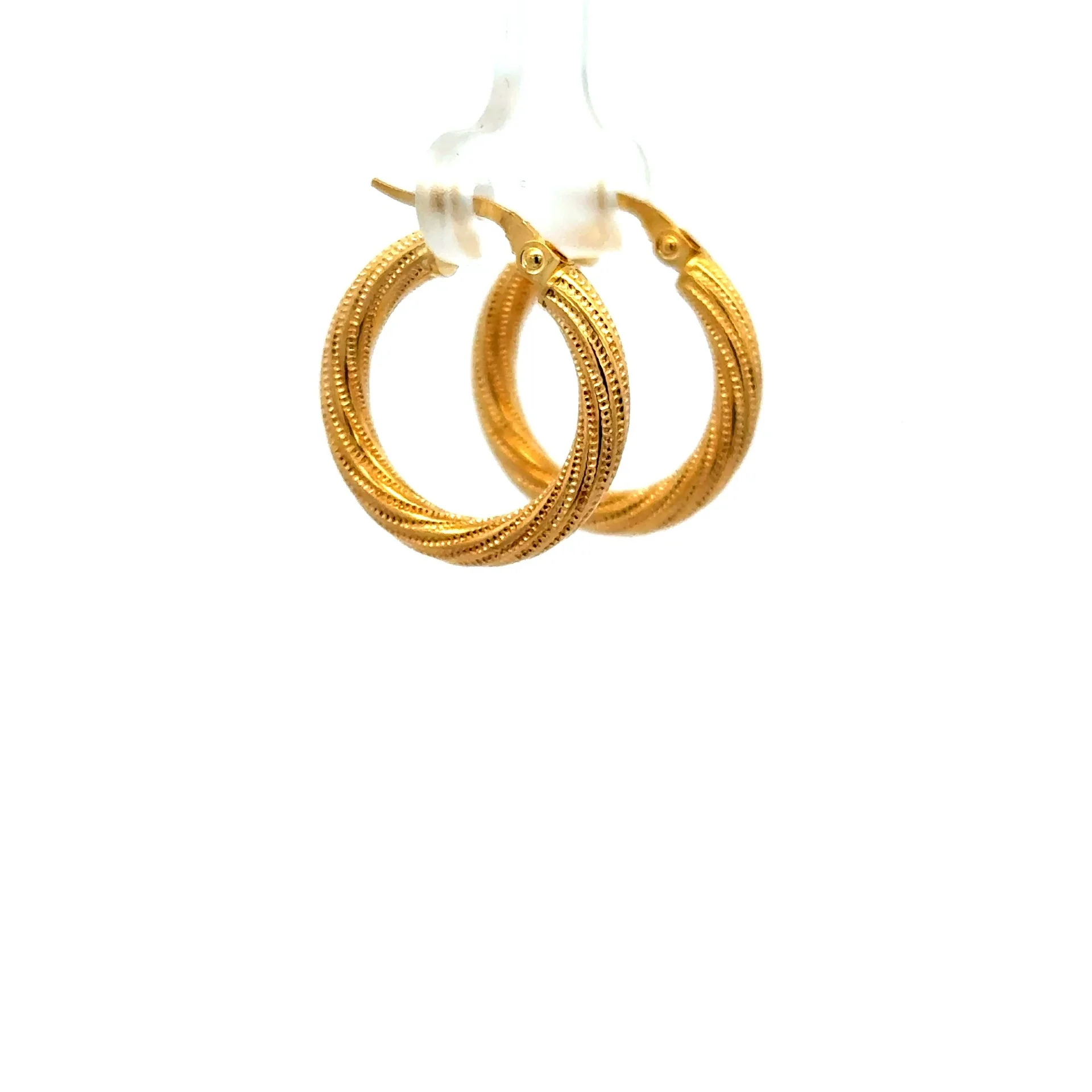 Earrings Twisted Textured Hoops 22 3mm 10K - Image 2