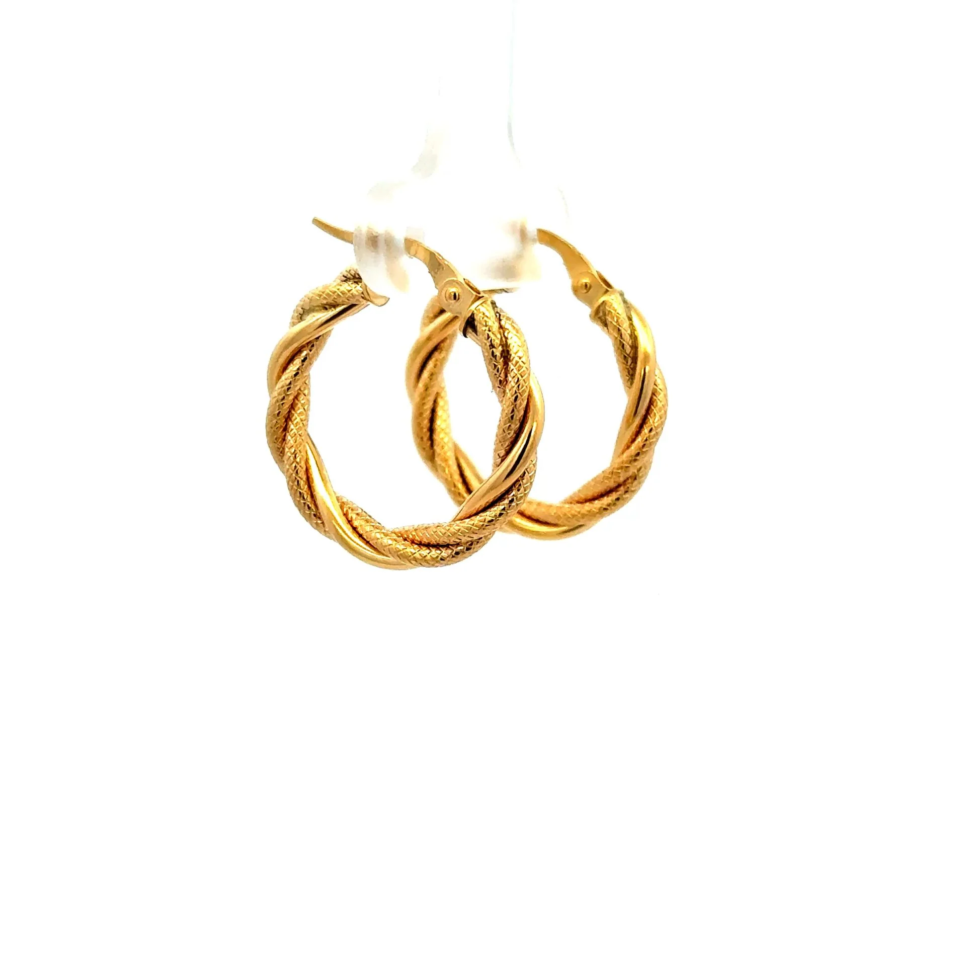 Earrings Twisted Textured Hoops 22 3mm 10K - Image 3