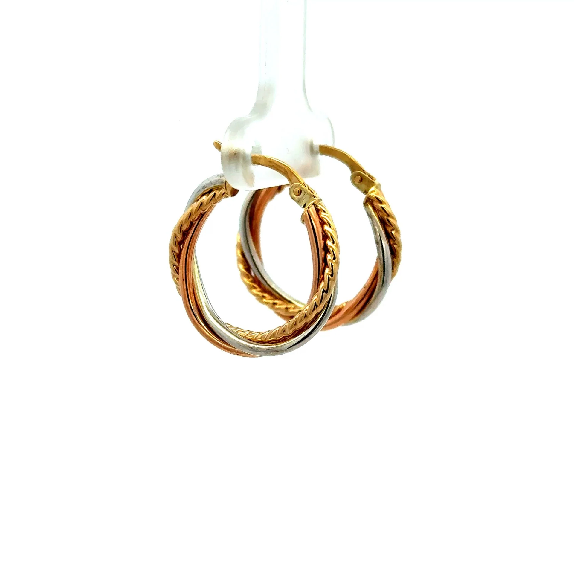 Earrings Twisted Textured Hoops 22.5 3.5mm 10K - Image 3