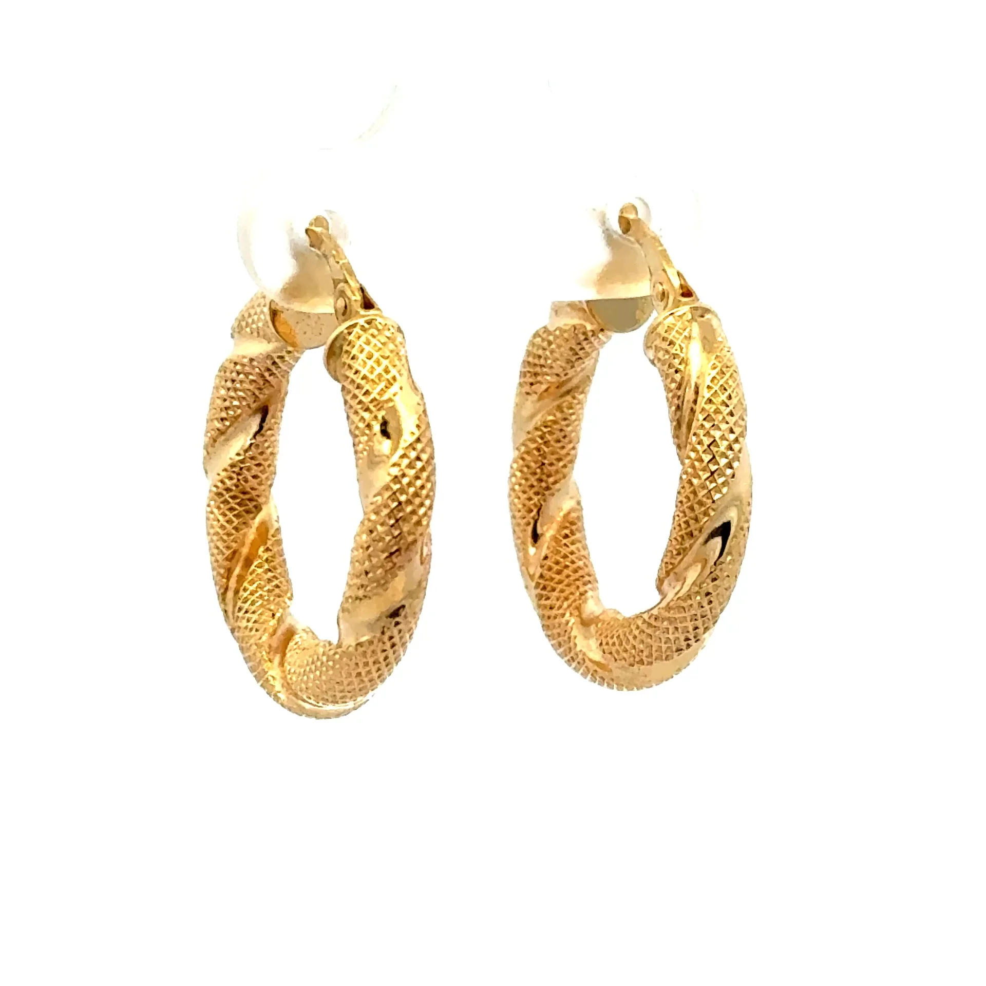Earrings Twisted Textured Hoops 23.5 4mm 10K - Image 2