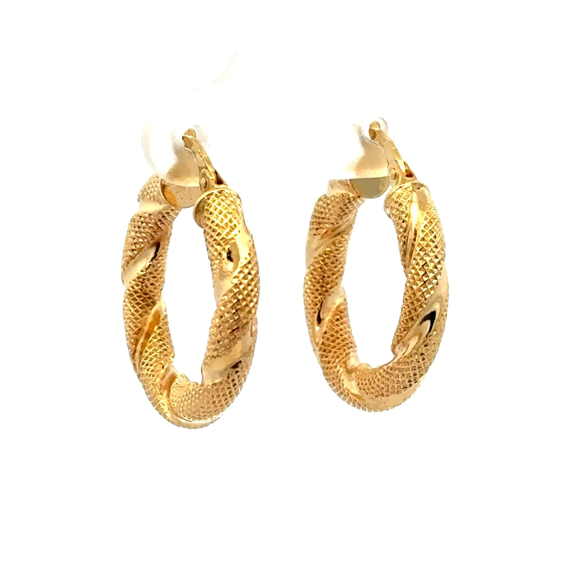 Earrings Twisted Textured Hoops 23.5 4mm 10K - Image 6