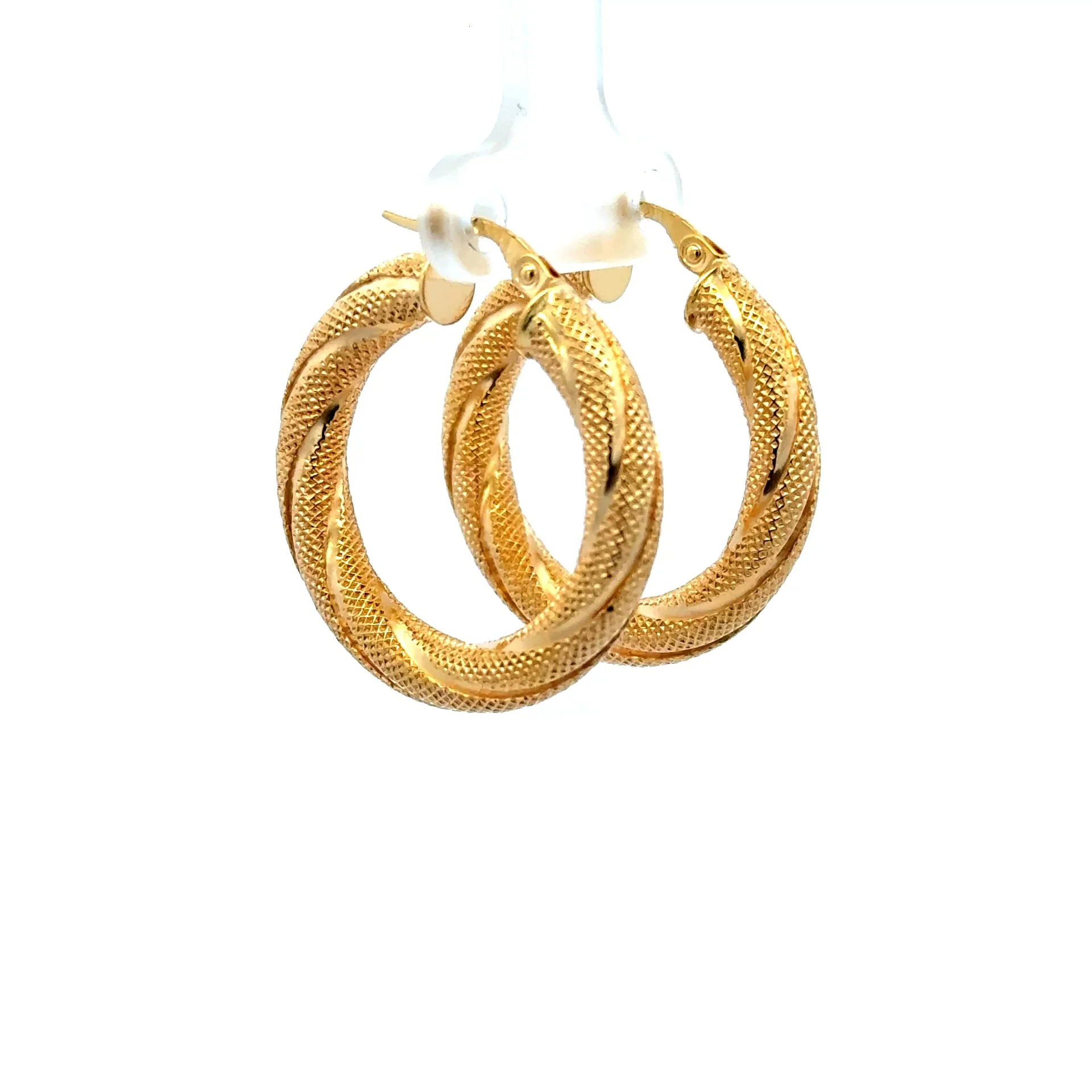 Earrings Twisted Textured Hoops 23.5 5mm 10K - Image 5