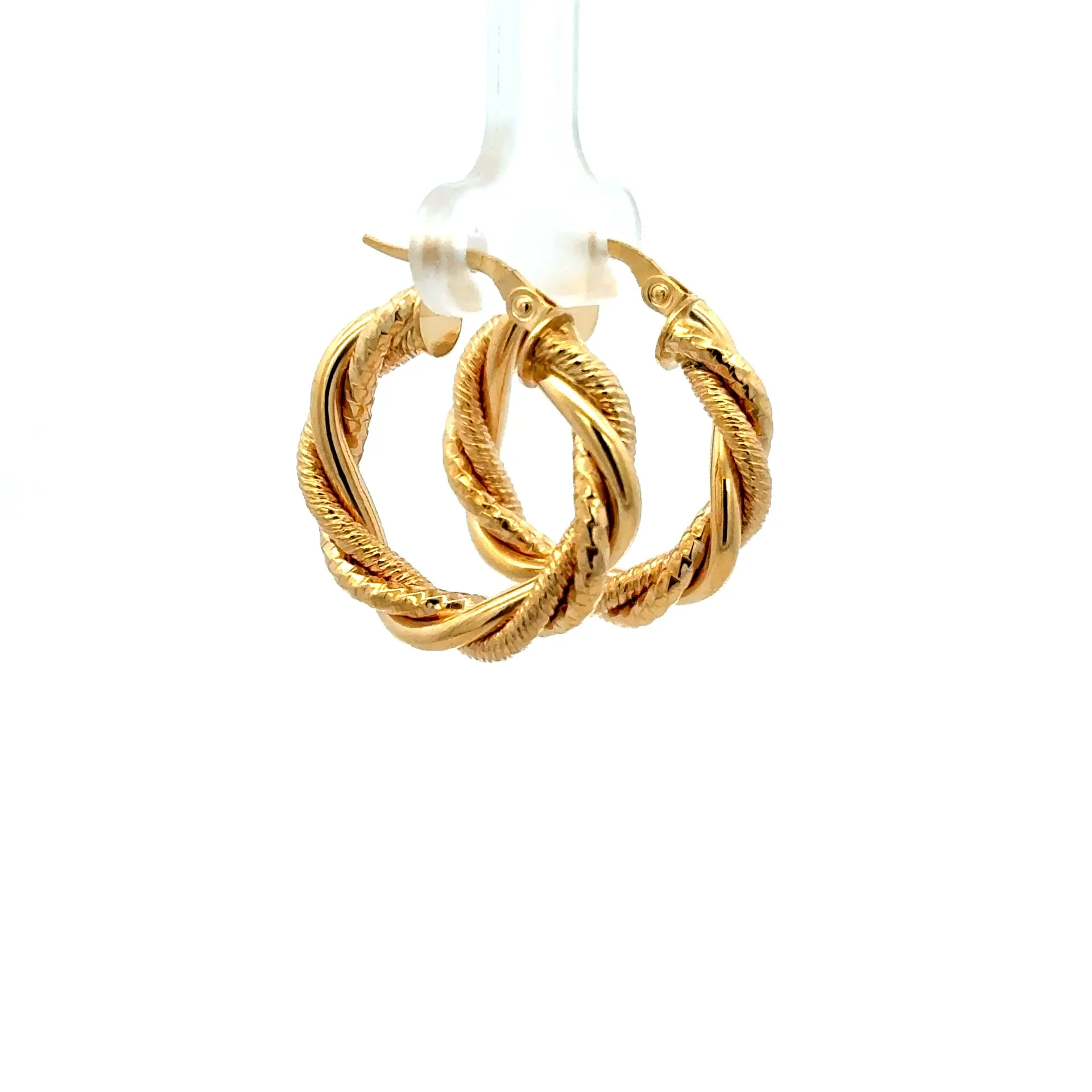 Earrings Twisted Textured Hoops 25 4mm 10K - Image 4