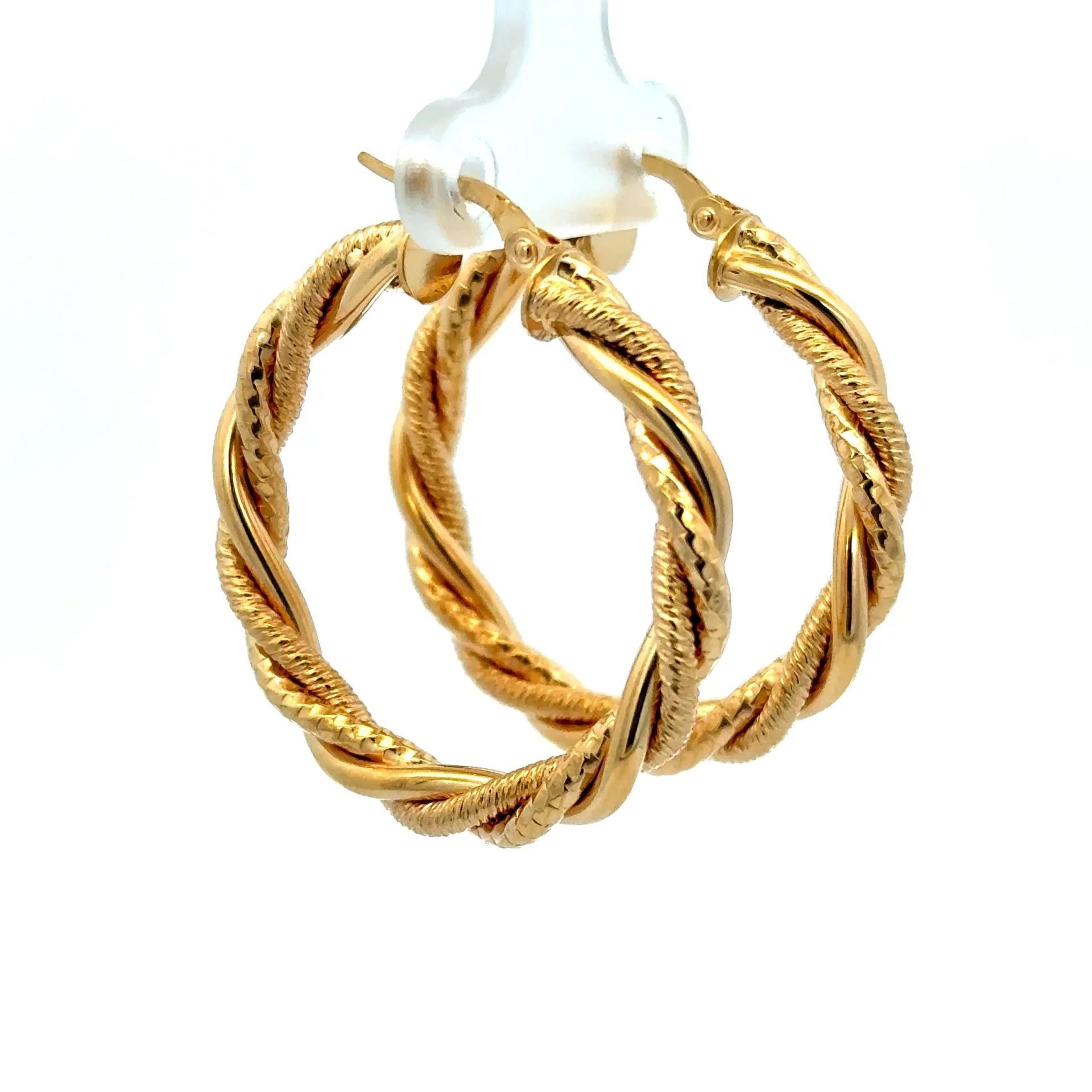 Earrings Twisted Textured Hoops 25 4mm 10K - Image 5